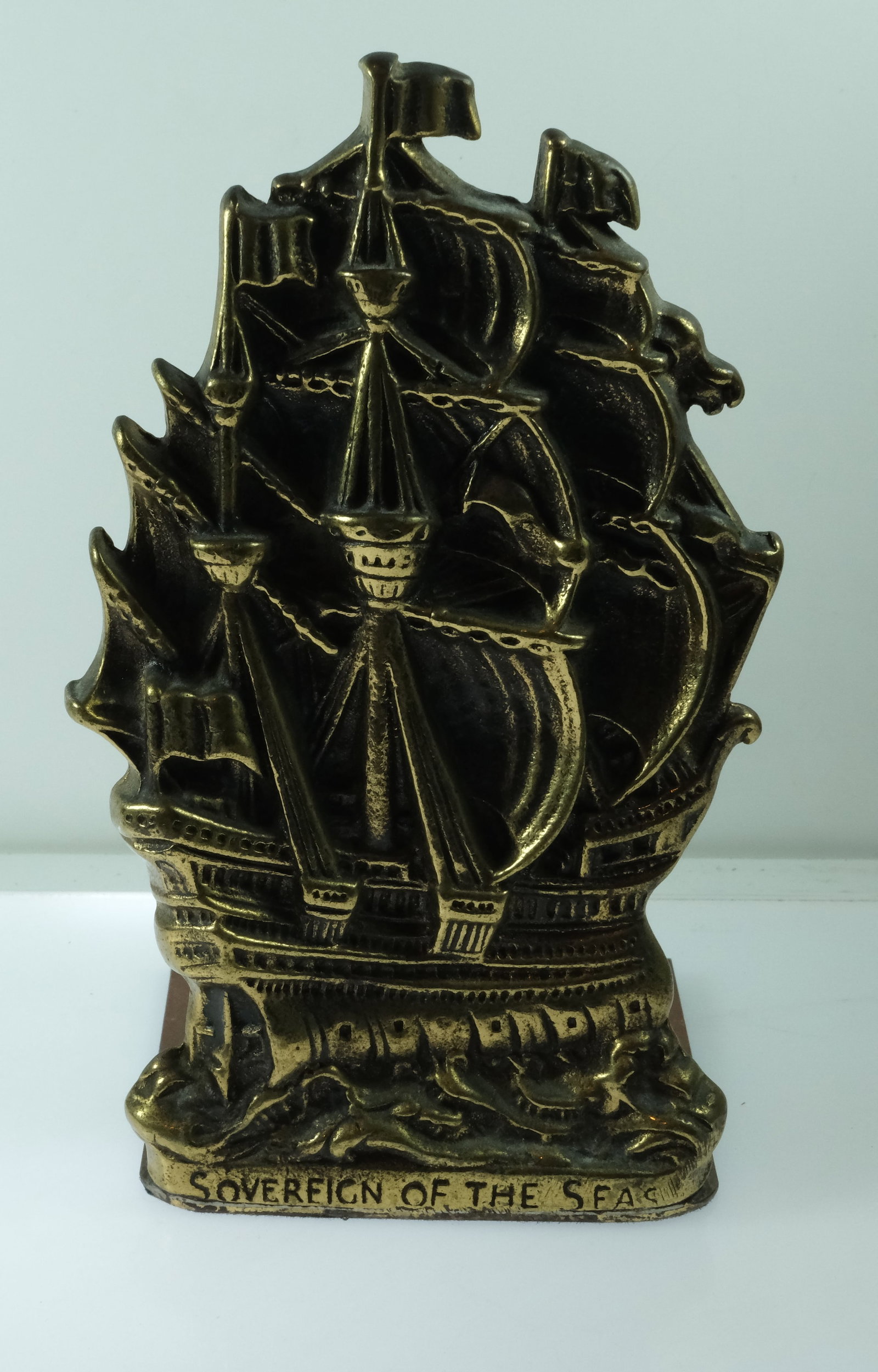 'Sovereign of the Seas' Galleon Bookends in Brass (Pair) - 2