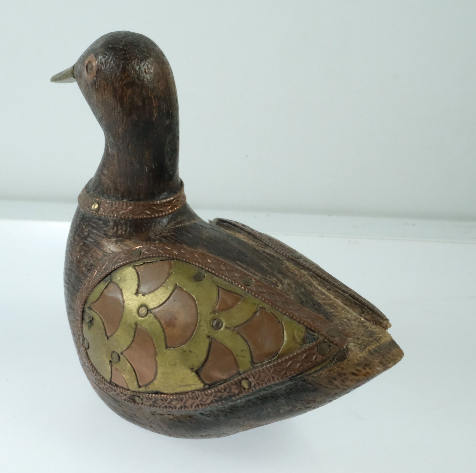 Wooden Duck with Copper & Brass highlights - 4
