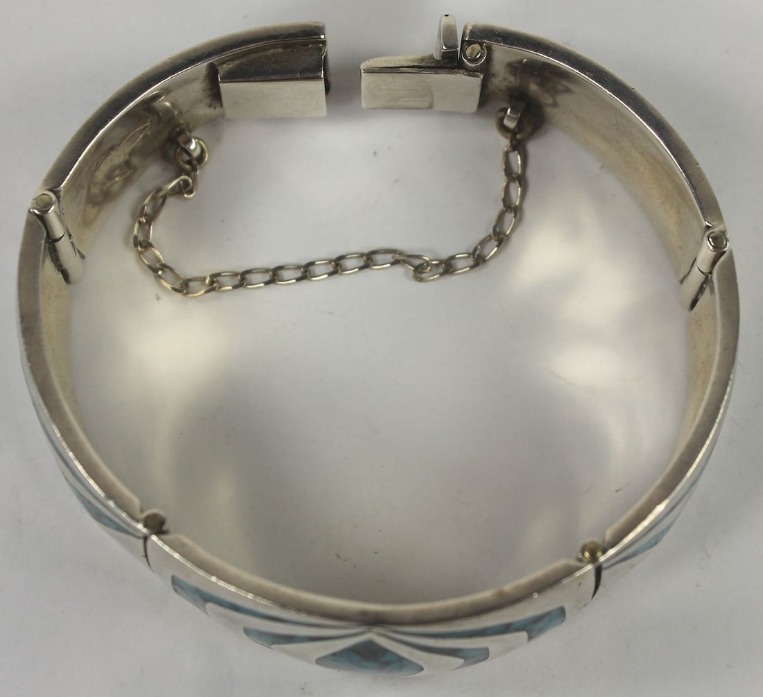Articulated Native Mexican Turquoise & Silver (925) Bracelet - 2