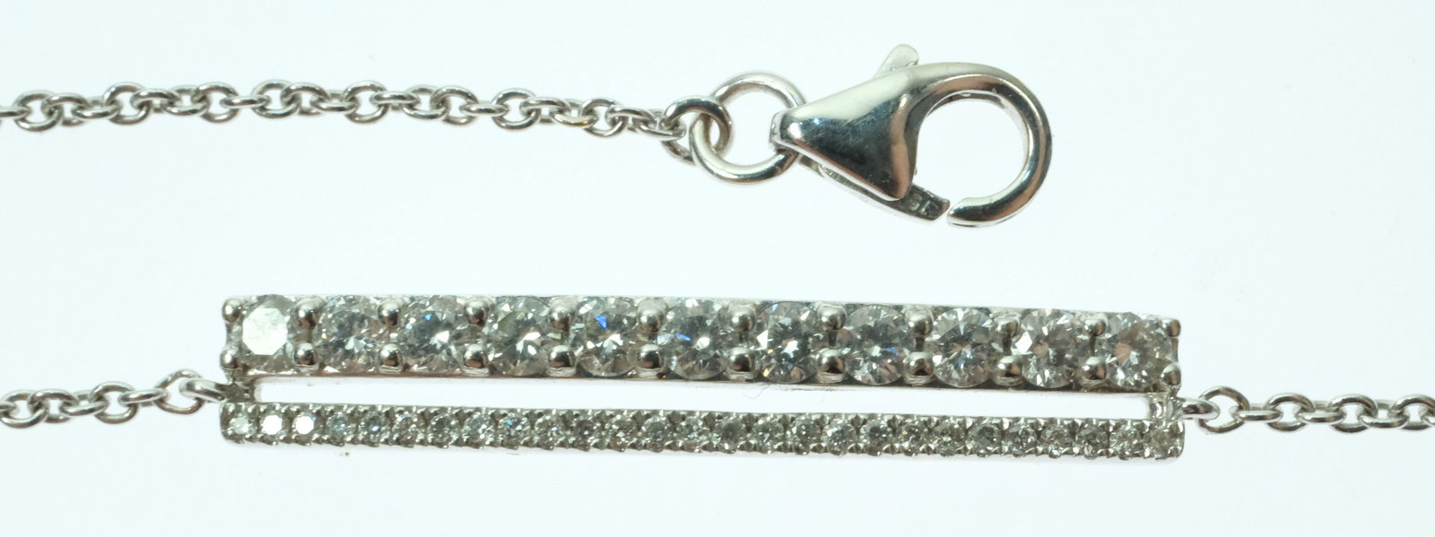 Diamond- encrusted Bar & Chain Bracelet in 18ct White Gold - 2