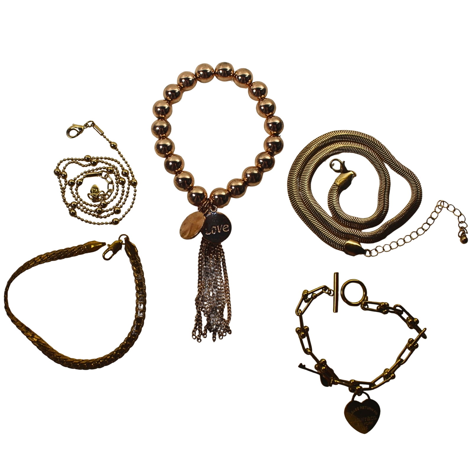 Costume Bracelets (3 items) & Necklaces (2 items): . Medium Bracelets Exhibited General