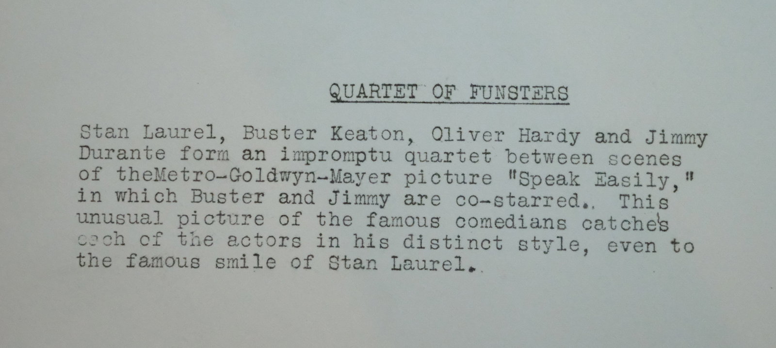Laurel & Hardy, Buster Keaton & Jimmy Durant Orignal Studio Photo, Extremely Fine details - 2