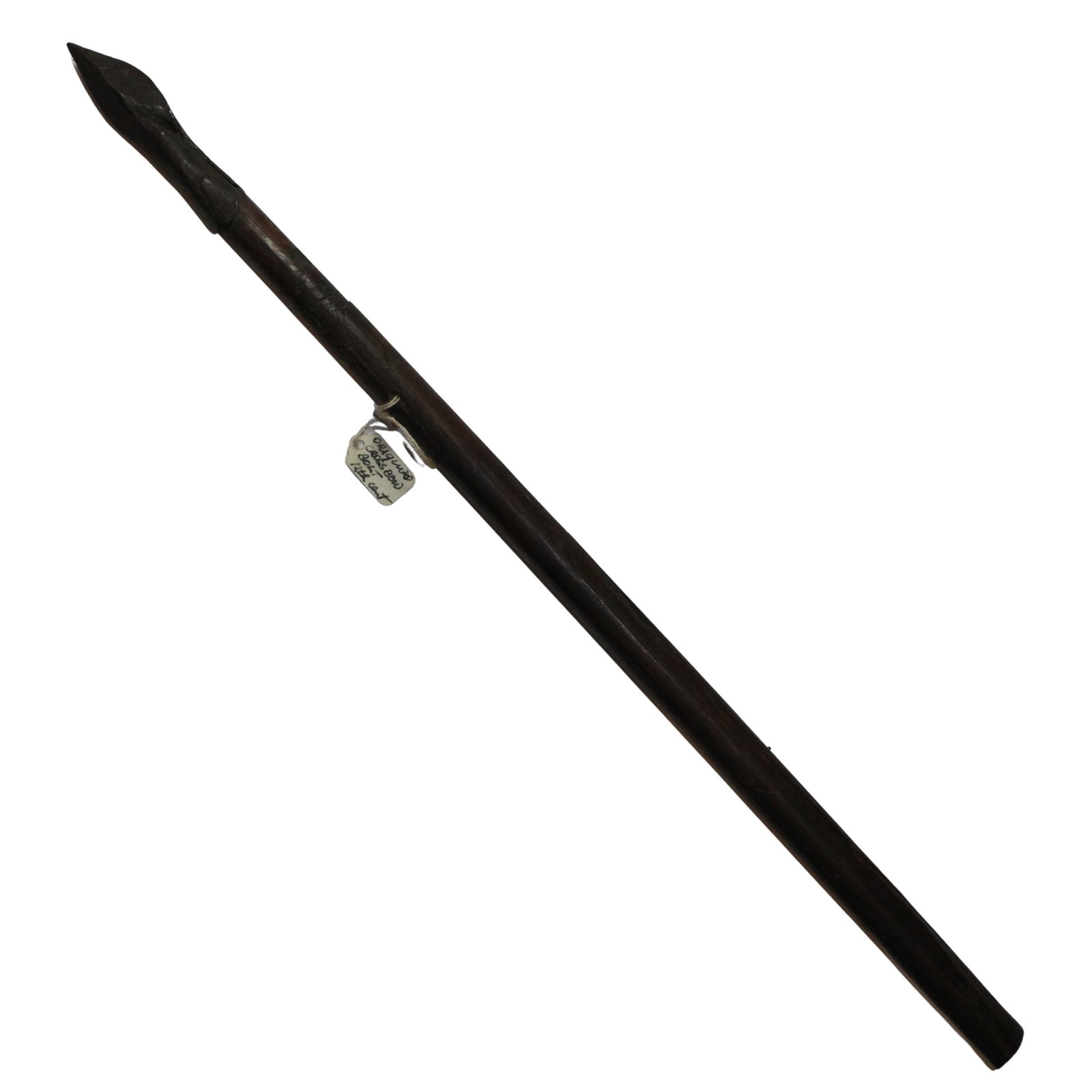 Complete Crossbow Bolt with Arrowhead: European circa 12th CenturySizeLength 40cmsConditionArrowhead still attached to the original wooden shaft (small fracture)MediumEthnographic & Indigenous ArtifactsProvenanceEx