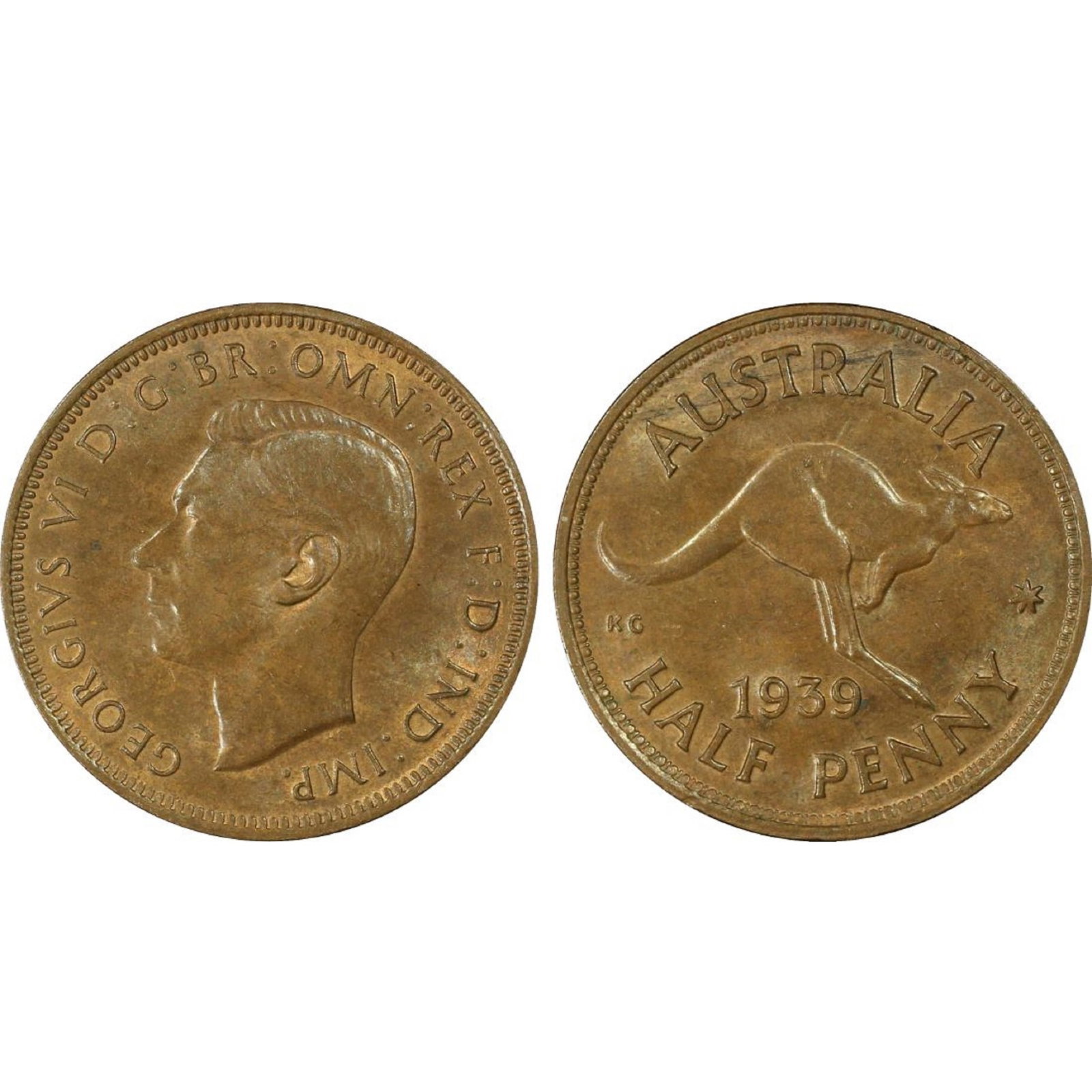 Australia 1939 'Kangaroo Reverse - Type Bm' Halfpenny, PCGS MS64 BN: Rare in high-gradeMediumCoins, Monies & Stamps