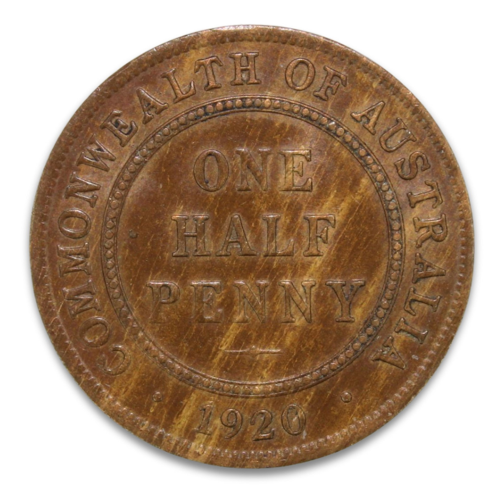Australia 1920 Halfpenny, virtually Uncirculated: Obv 1 - Rev AmConditionBrown. Small edge bump 5 o'clockMediumCoins, Monies & StampsExhibitedCoins, Australia & New Zealand