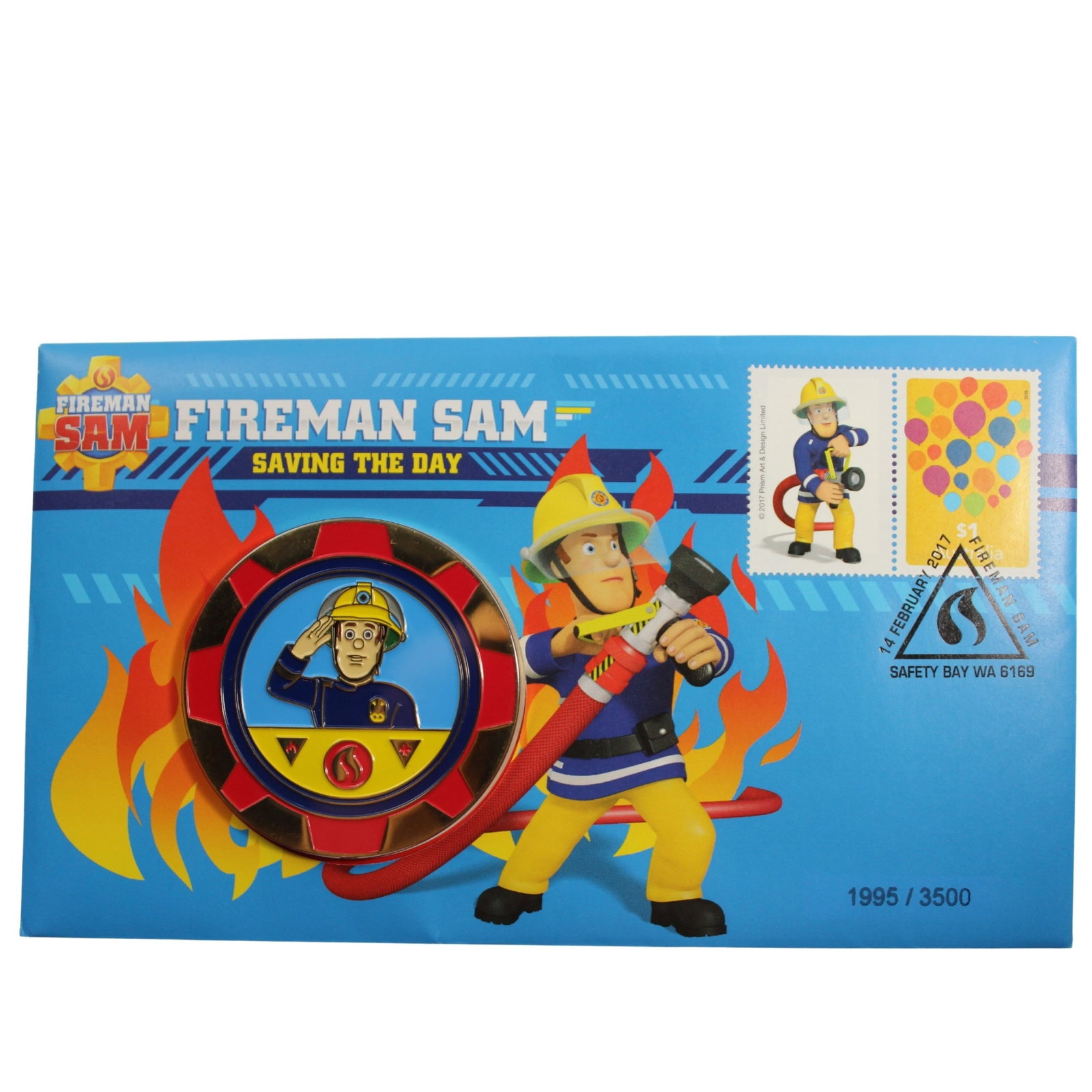 Australia 2017 'Fireman Sam Saving The Day' Stamp and Medallion Cover, Unc (1 of 1)