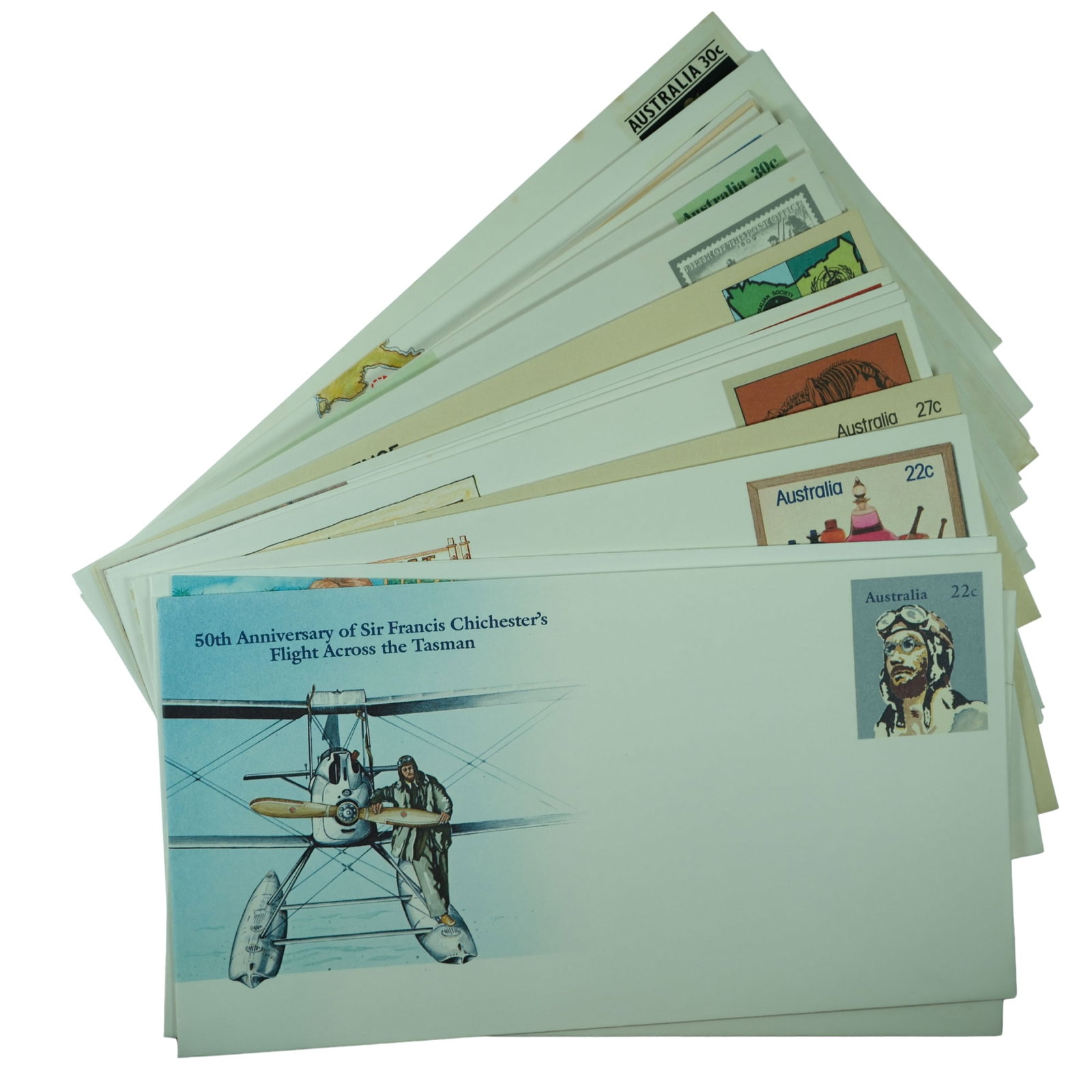 Australia 1980's 'Pre-Stamped' Envelopes, (20 Different),Mint: As Issued Medium Coins, Monies & Stamps