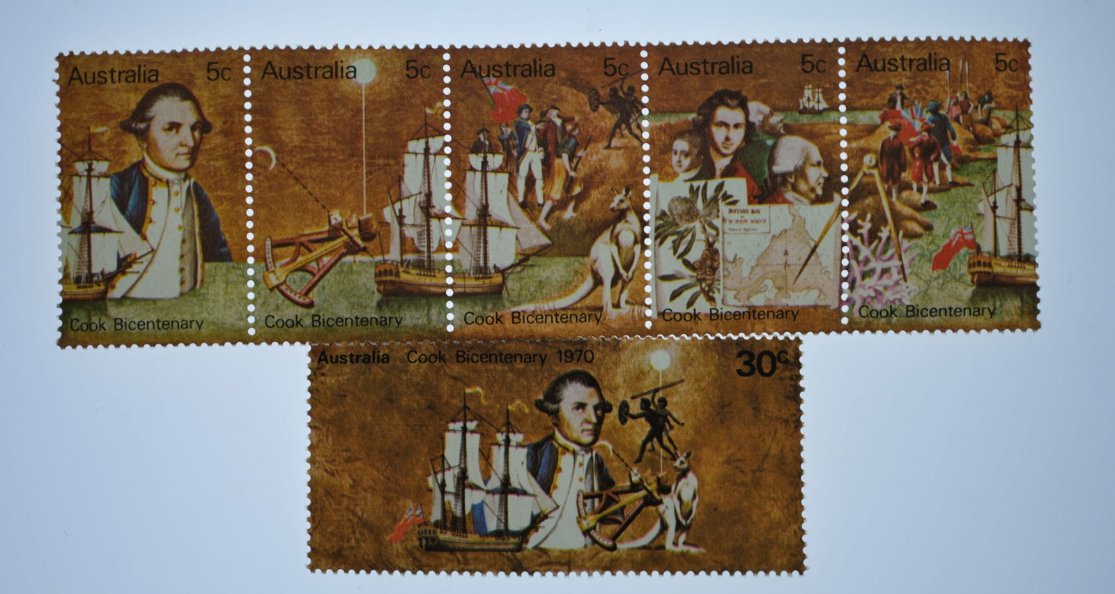 Australia 1970 'Captain Cook Bicentenary' Stamp Pack, Mint - 3