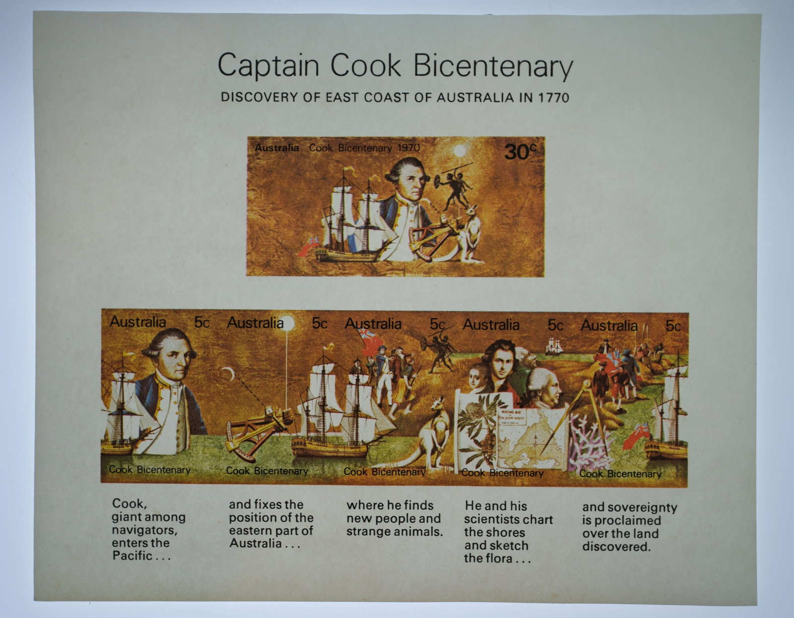 Australia 1970 'Captain Cook Bicentenary' Stamp Pack, Mint - 4