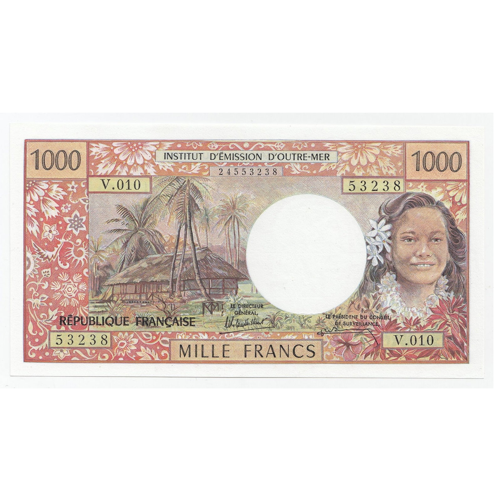 Tahiti 1000 Francs (1985), Uncirculated OPQ (1 of 2)