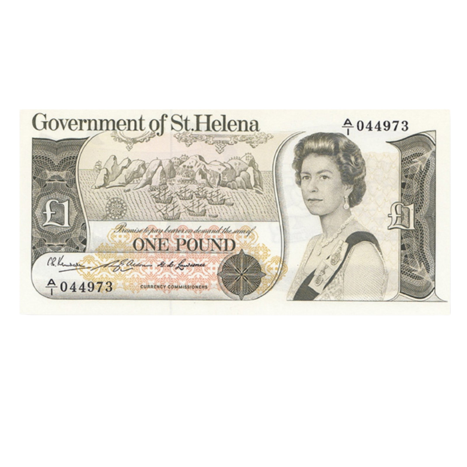 St Helena (1976) £1, Uncirculated OPQ: Pick# 6. : Serial# A/1 044973. Incorrect spelling of "Anglae" in motto Condition Original Paper Quality Medium Coins, Monies & Stamps