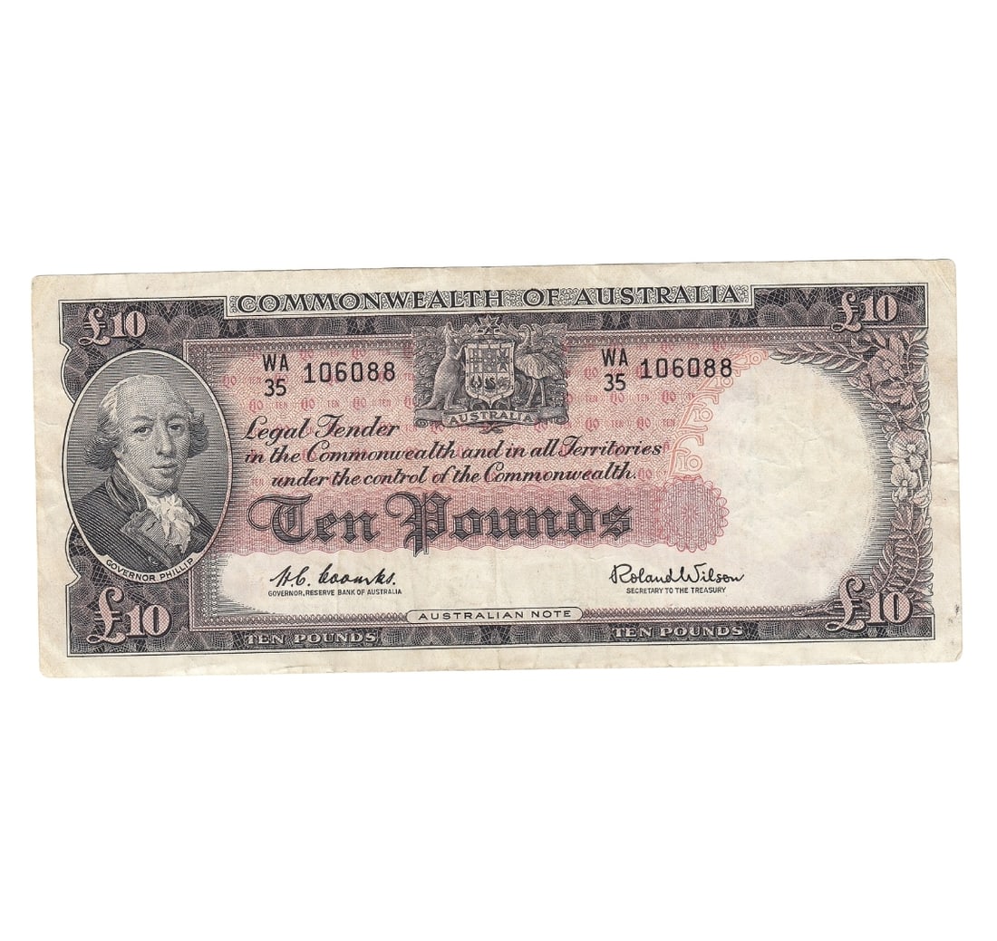 Australia 'Coombs - Wilson' Elizabeth II 'Reserve' £10 (1960), Crisp good Very Fine: Renniks# 63 : Serial# WA/35 106088 Medium Coins, Monies & Stamps Exhibited Paper Money, Australia & New Zealand