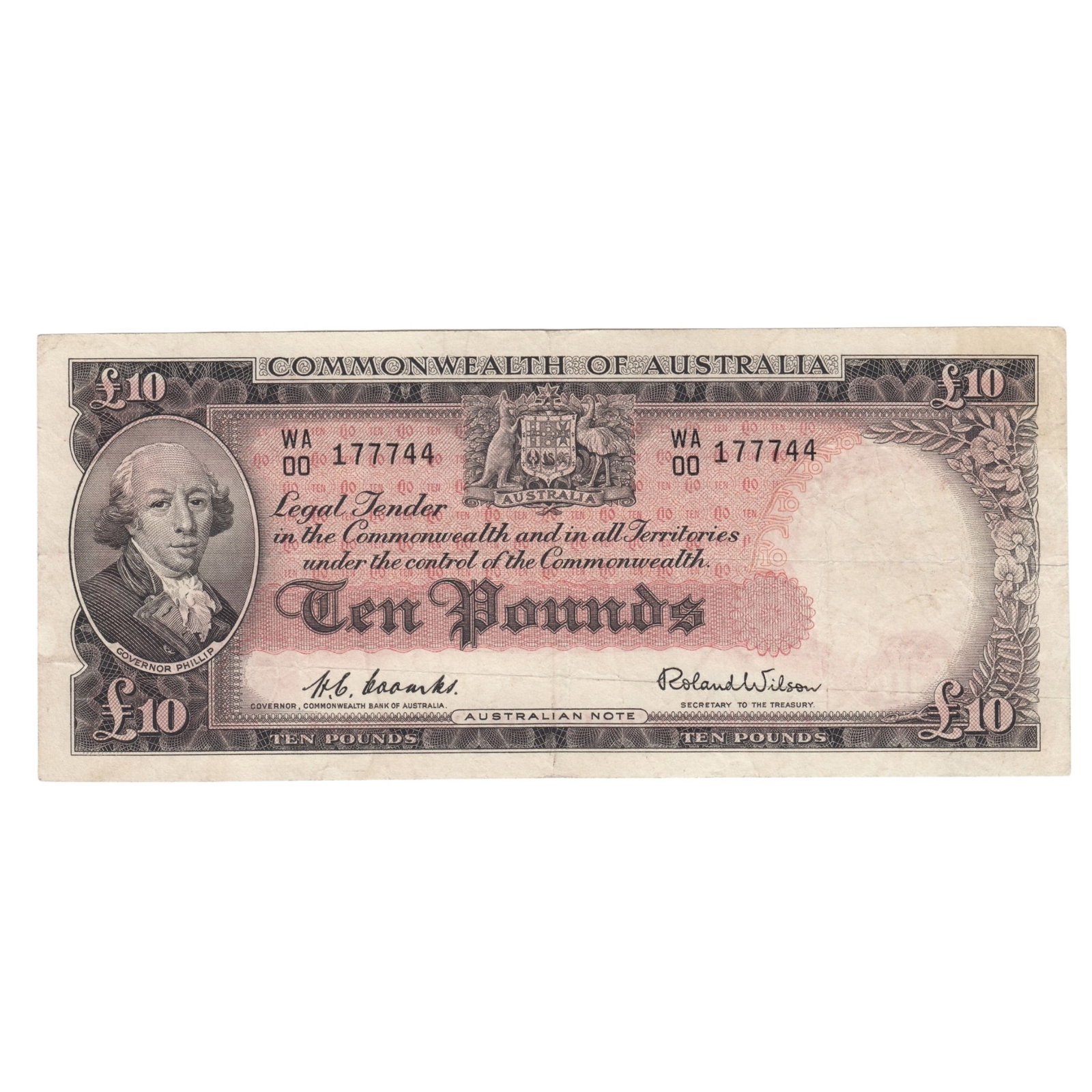 Australia 'Coombs - Wilson' WA00 - First Prefix £10 (1954), good Fine: Renniks# 62F : WA00 1777744 Medium Coins, Monies & Stamps Exhibited Paper Money, Australia & New Zealand