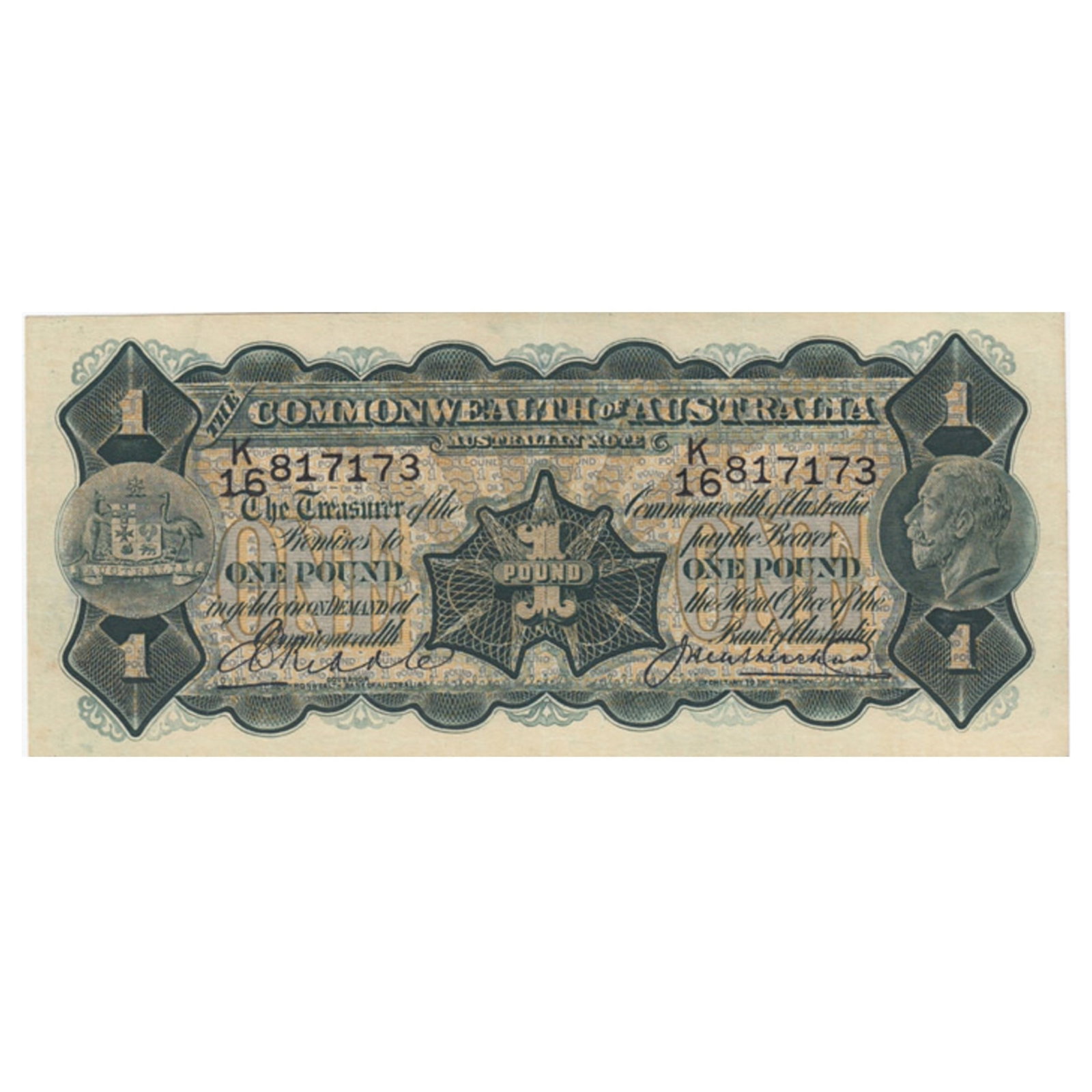Australia 'Riddle - Heathershaw' £1 (1927), virtually Uncirculated: Renniks# 26 : Serial# K/16 817173 Condition Lightly flattened & hint of Centerfold Medium Coins, Monies & Stamps Exhibited Paper Money, Australia & New Zealand