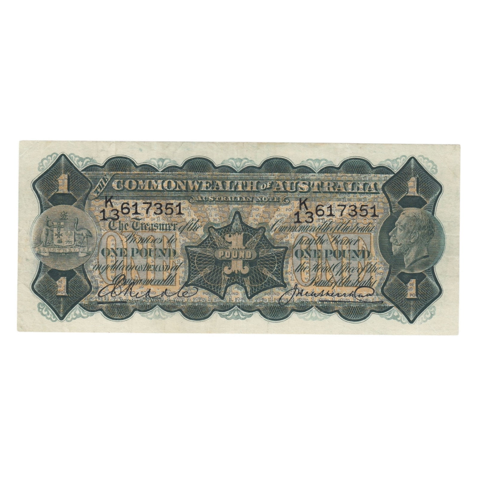 Australia 'Riddle - Heathershaw' £1 (1927), Extremely Fine details: Renniks# 26 : Serial# K/13 617351 Condition Flattened Medium Coins, Monies & Stamps Exhibited Paper Money, Australia & New Zealand