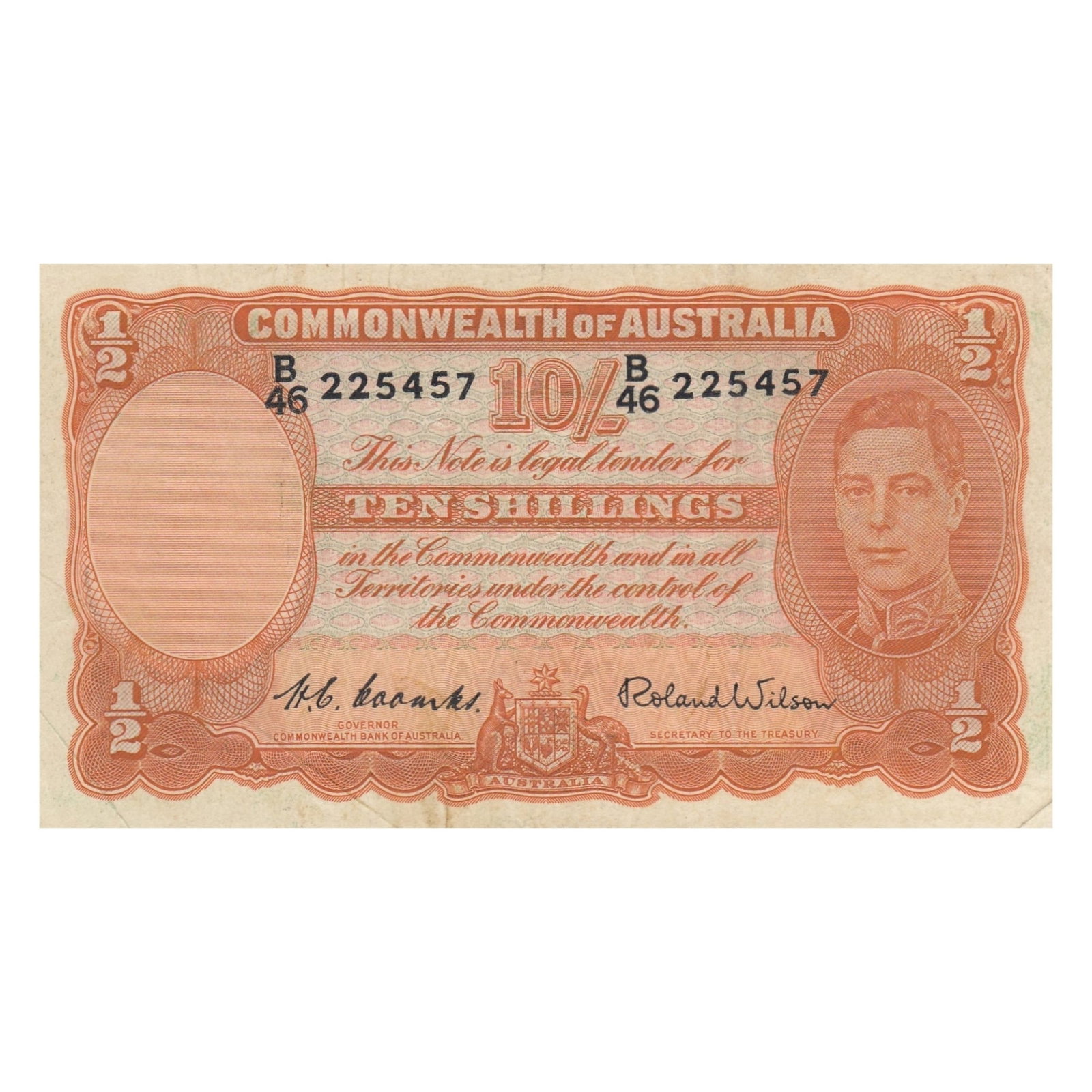 Australia 'Coombs - Wilson' 10/- (1952), Crisp good Very Fine: Renniks# 15 : Serial# B/48 225457 Medium Coins, Monies & Stamps