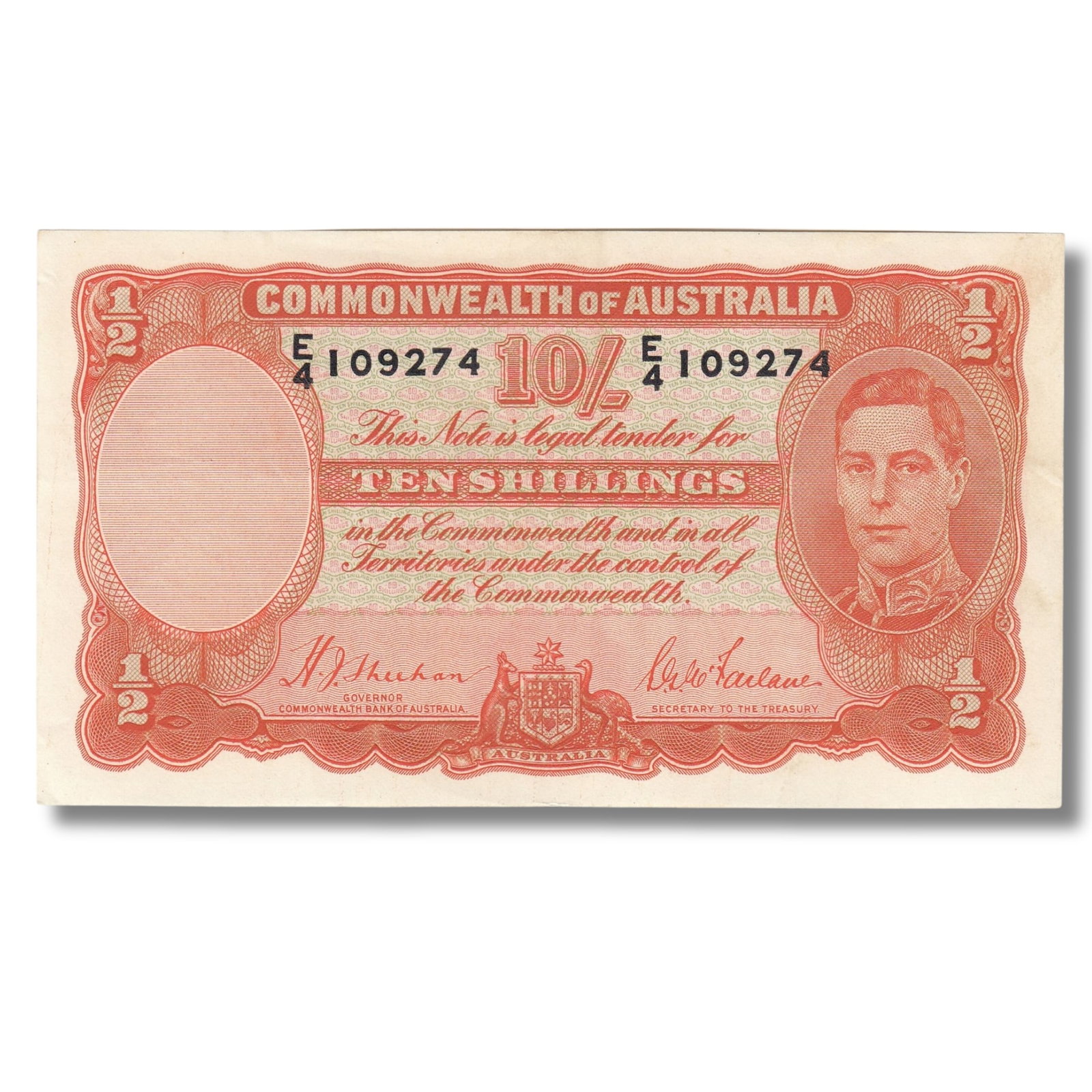 Australia 'Sheehan - McFarlane' 10/- (1939), good Extremely Fine OPQ: Renniks# 12 : Serial# E/4 109274 Condition O(riginal) P(aper) Q(uality). Light bends Medium Coins, Monies & Stamps Exhibited Paper Money, Australia & New Zealand