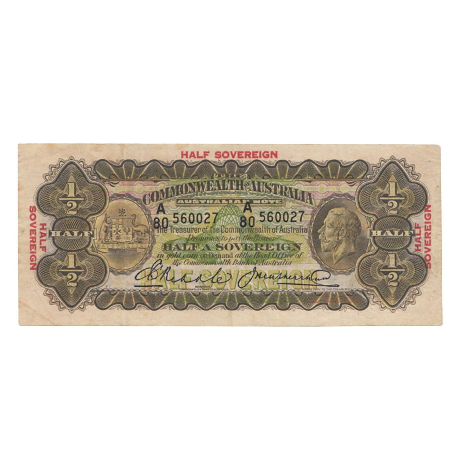 Australia 'Riddle - Heathershaw' 10/- (1928), good Very Fine OPQ: Renniks# 7 : Serial# A/80 560027 Condition O(riginal) P(aper) Q(uality) Medium Coins, Monies & Stamps Exhibited Paper Money, Australia & New Zealand