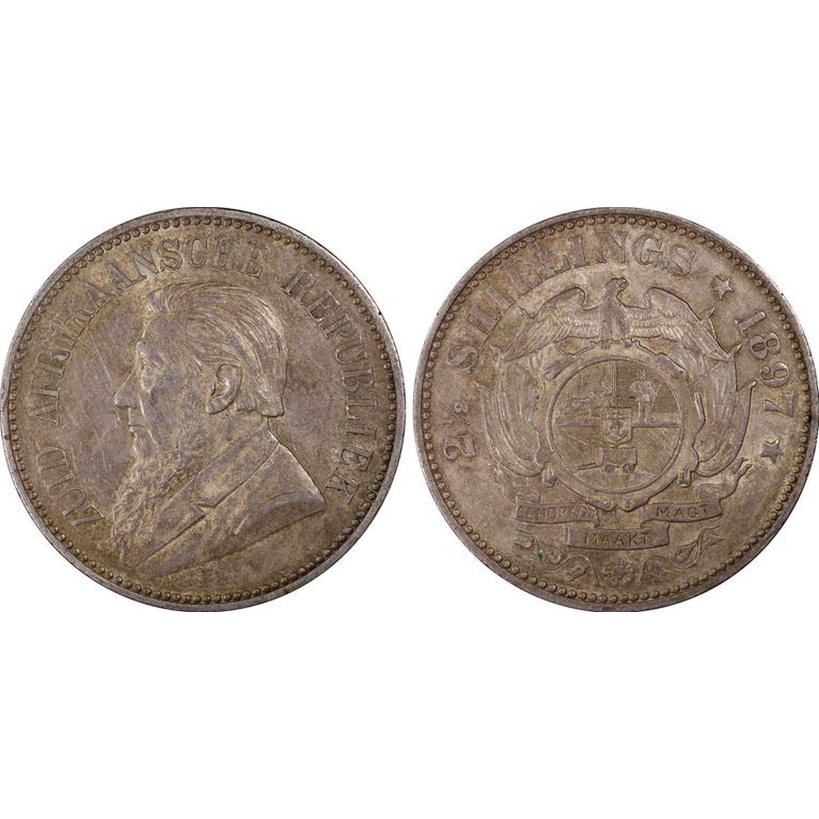 South Africa (ZAR) 1897 2-1/2 Shillings, PCGS AU55 (1 of 2)