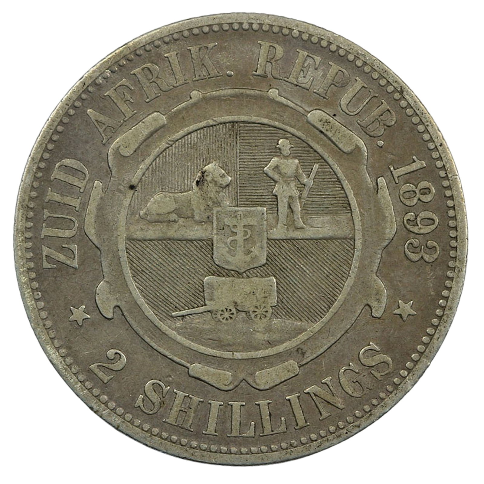 South Africa (ZAR) 1893 2 Shillings, good Fine: Key Date Medium Coins, Monies & Stamps Exhibited Coins, Africa