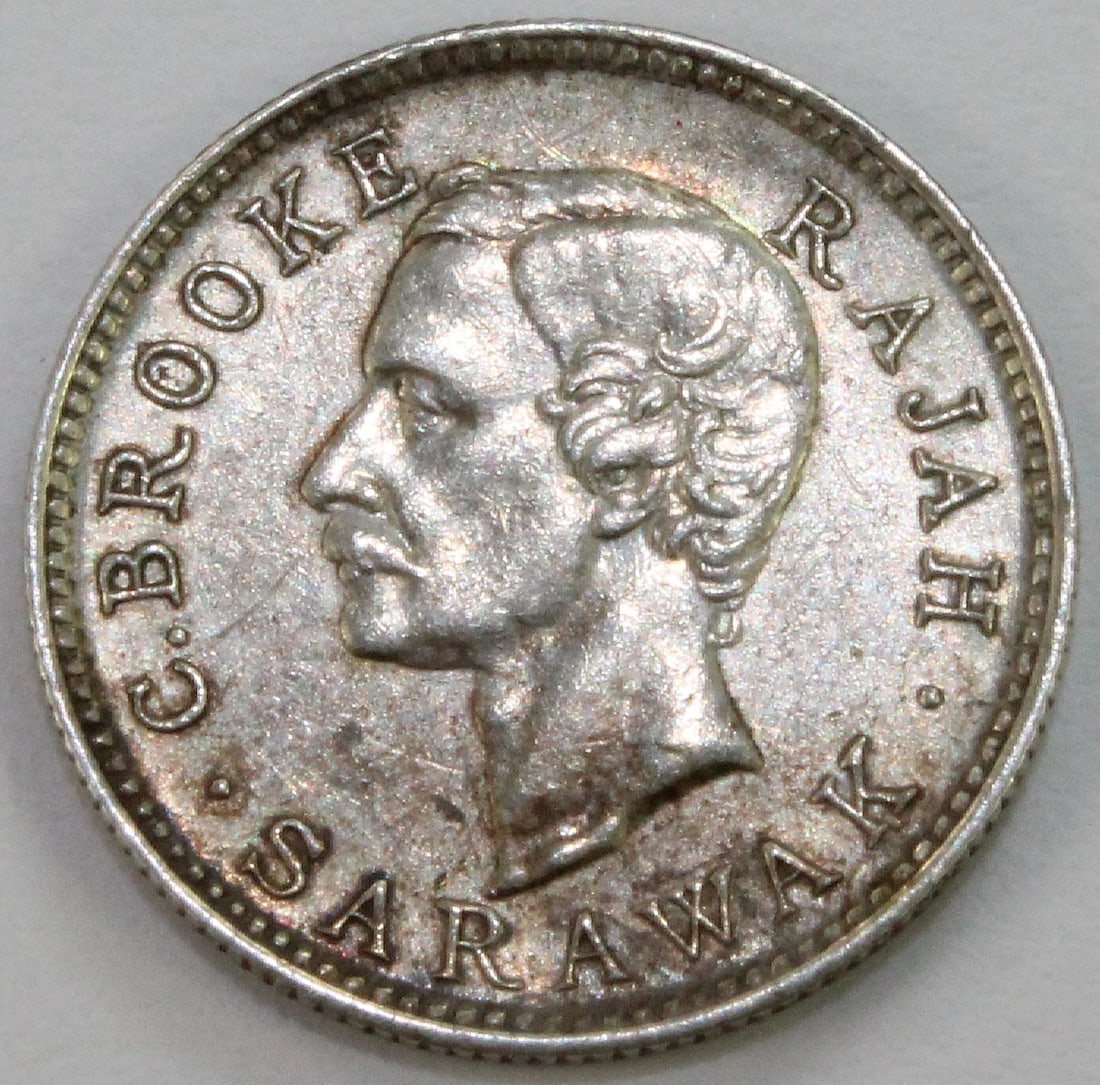Sarawak 1913 H Silver Five Cents, good Extremely Fine - 2