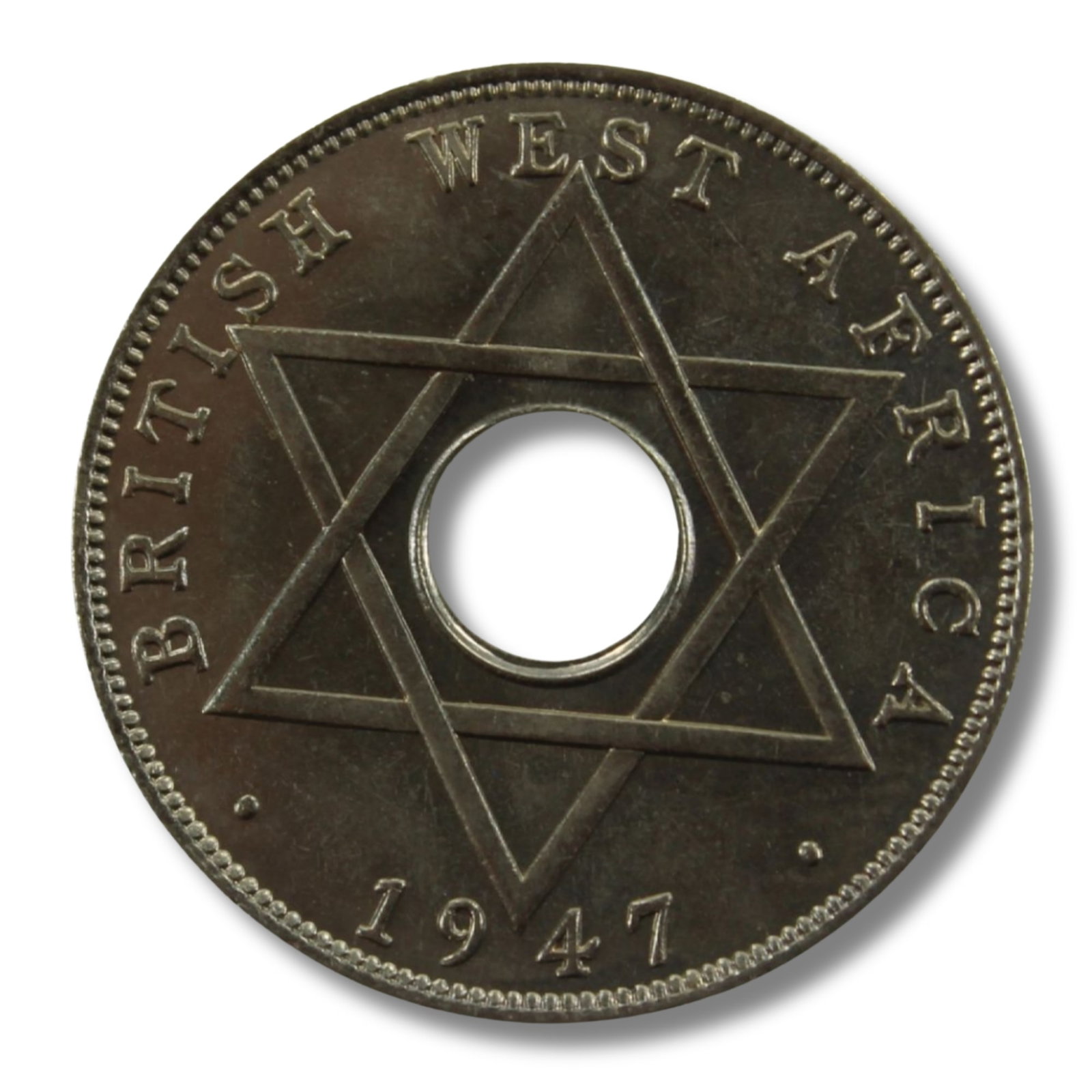 British West Africa 1947 KN Halfpenny, Brilliant Gem: Highest graded NGC MS64 & PCGS MS66+ Medium Coins, Monies & Stamps Exhibited Coins, Africa