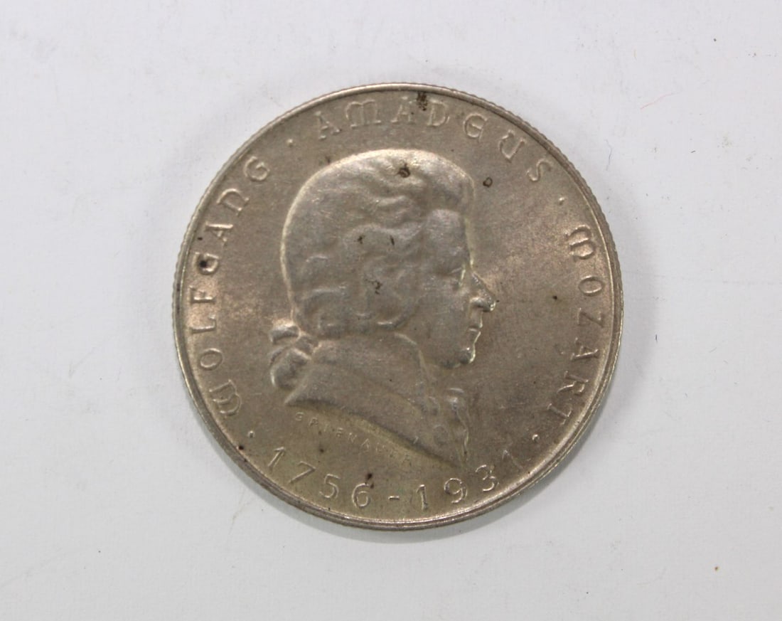 Austria 1931 'Mozart' Silver (640) 2 Shillings, about Uncirculated - 2