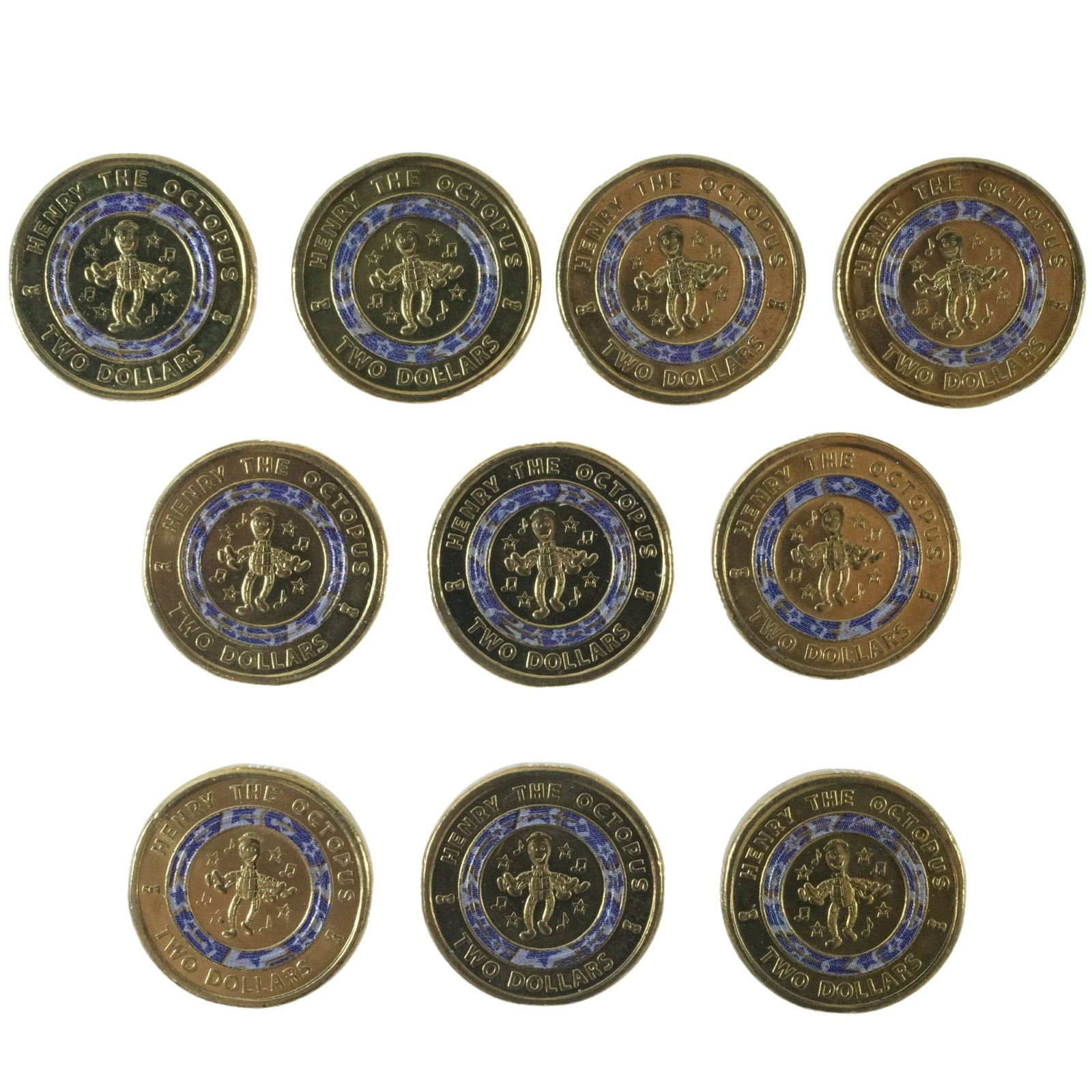 Australia 2021 'Wiggles - Henry the Octopus' Purple Coloured Al-Br $2, Uncirculated (10 coins): . Medium Coins, Monies & Stamps Exhibited Coins, Australia & New Zealand