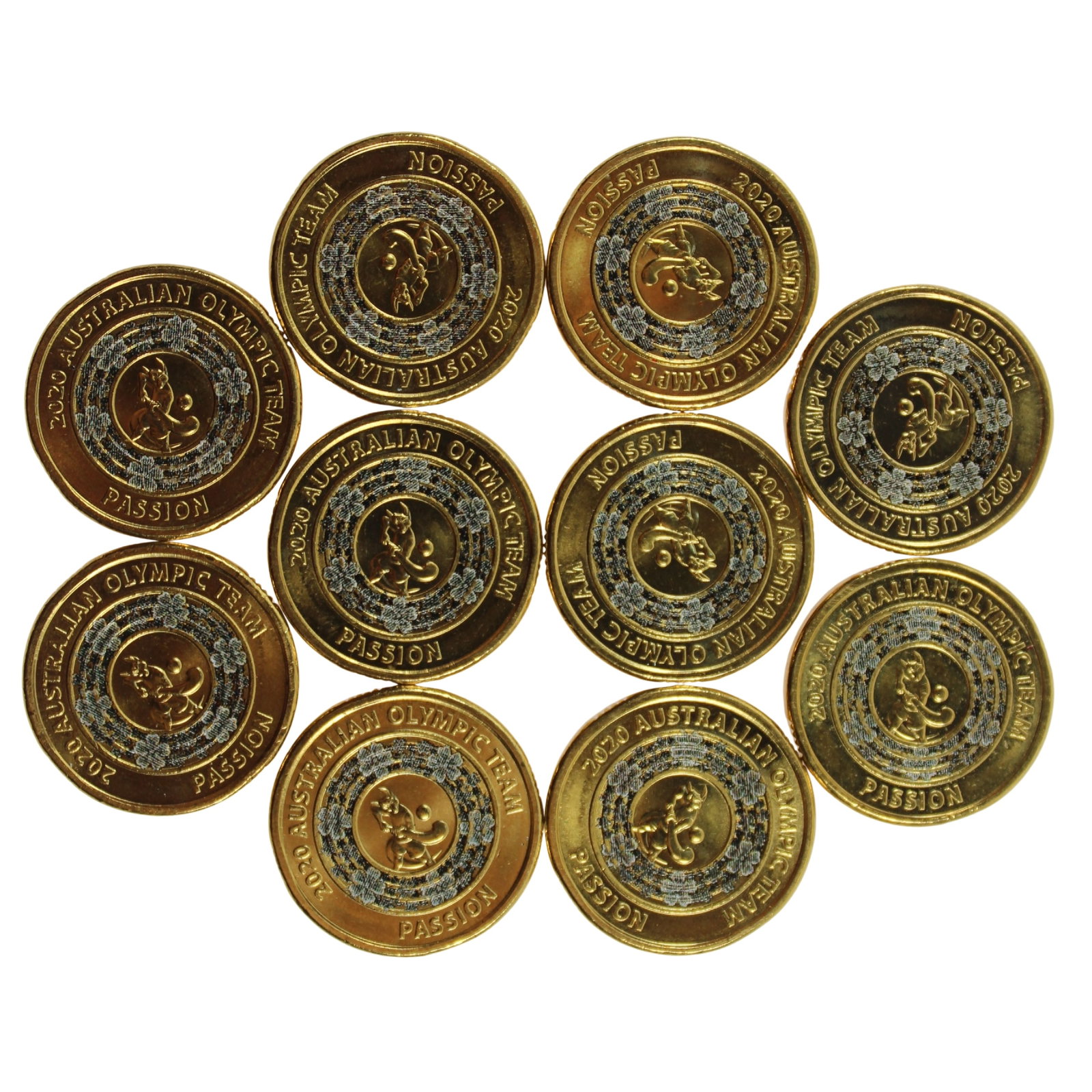 Australia 2020 'Tokyo Olympic Team - Passion' Blue Coloured Al-Br $2, Uncirculated (10 coins): . Medium Coins, Monies & Stamps Exhibited Coins, Australia & New Zealand