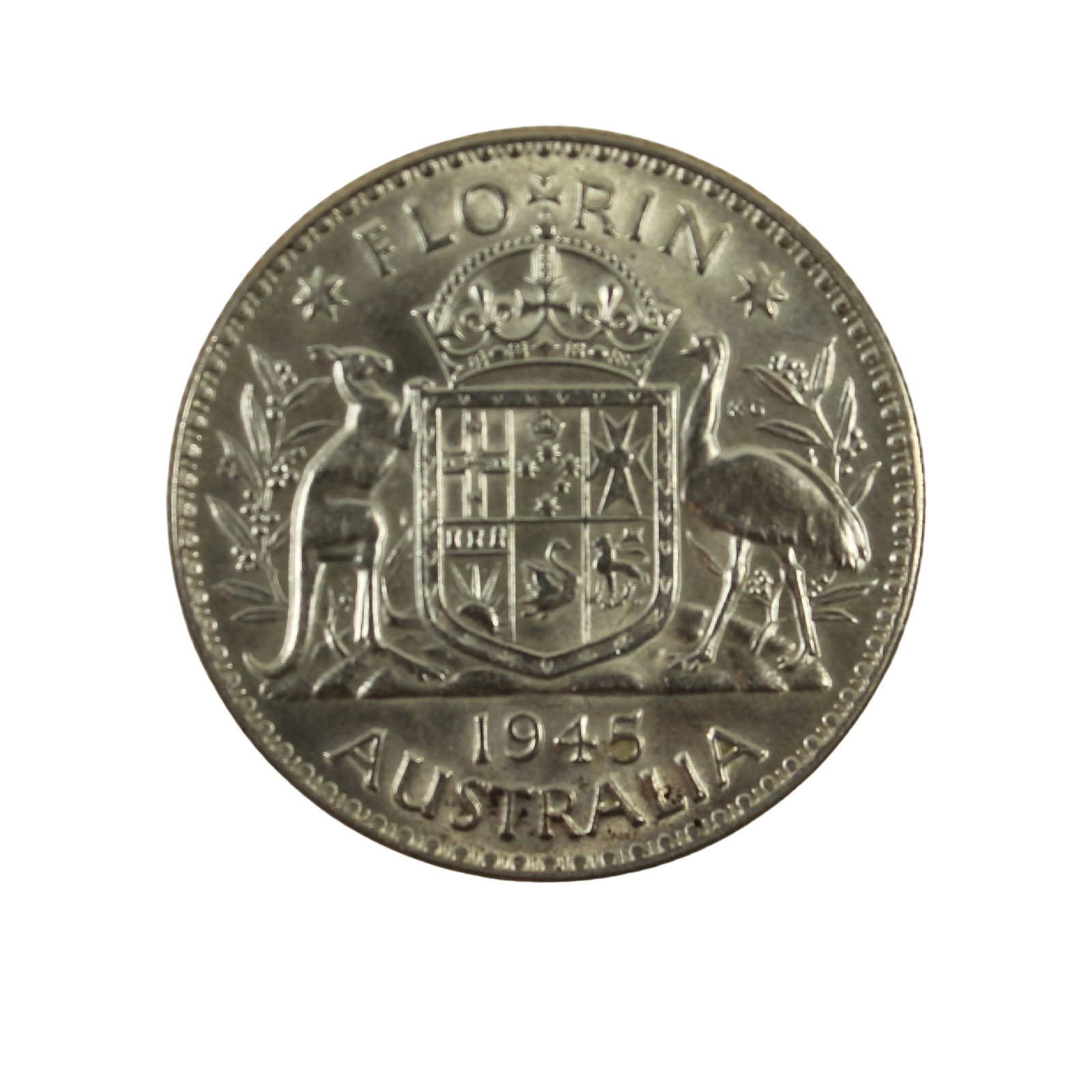 Australia 1945 Silver 2/-, Uncirculated: George VI Size ASW 0.3363 Troy oz Medium Coins, Monies & Stamps Exhibited Coins, Australia & New Zealand