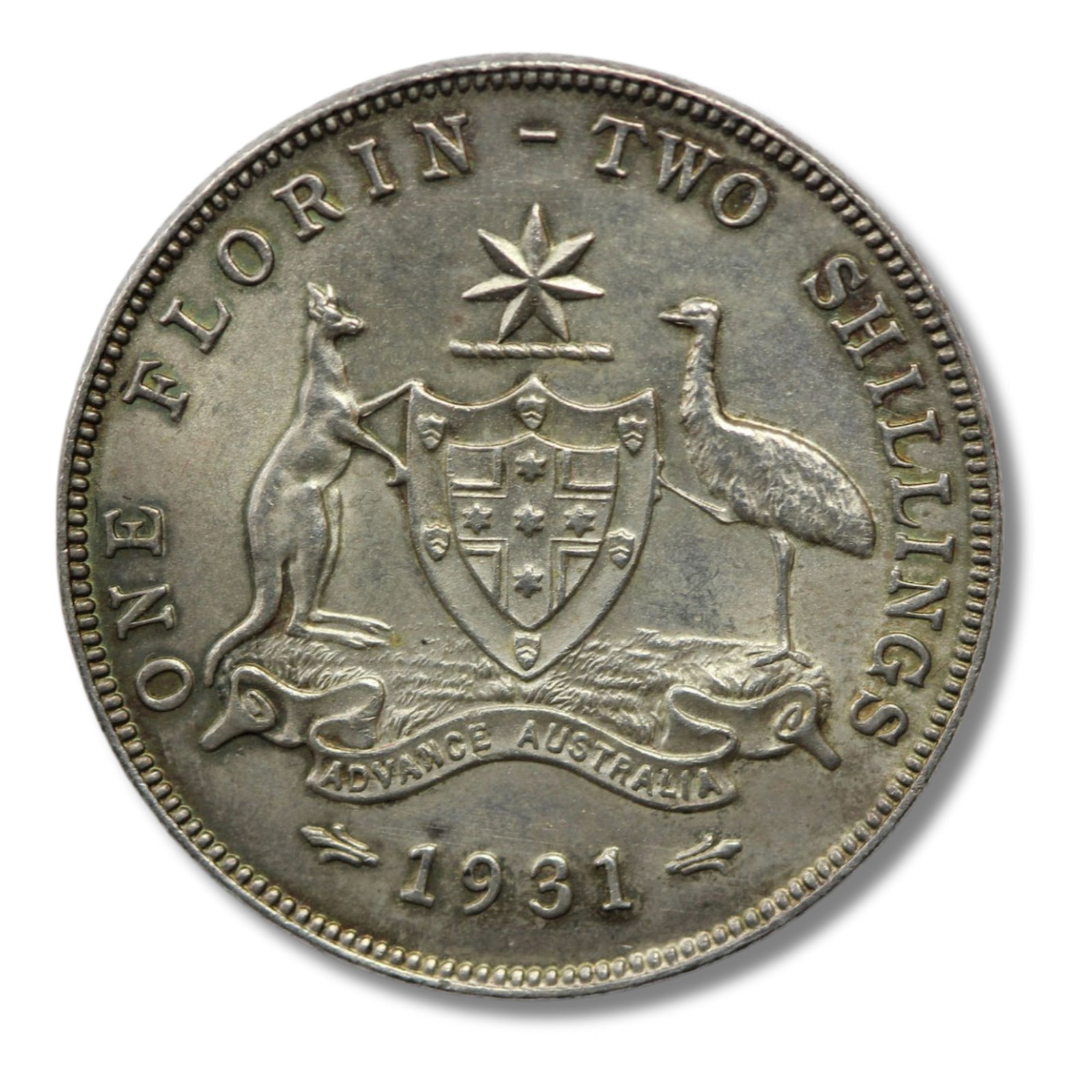 Australia 1931 2/-, near Gem: Good Type coin Size ASW 0.3363 Troy oz Medium Coins, Monies & Stamps