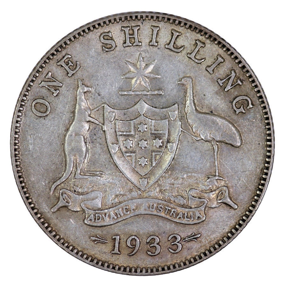 Australia 1933 1/-, Very Fine/good Very Fine: Scarce this nice Size ASW 0.1636 Troy oz Medium Coins, Monies & Stamps