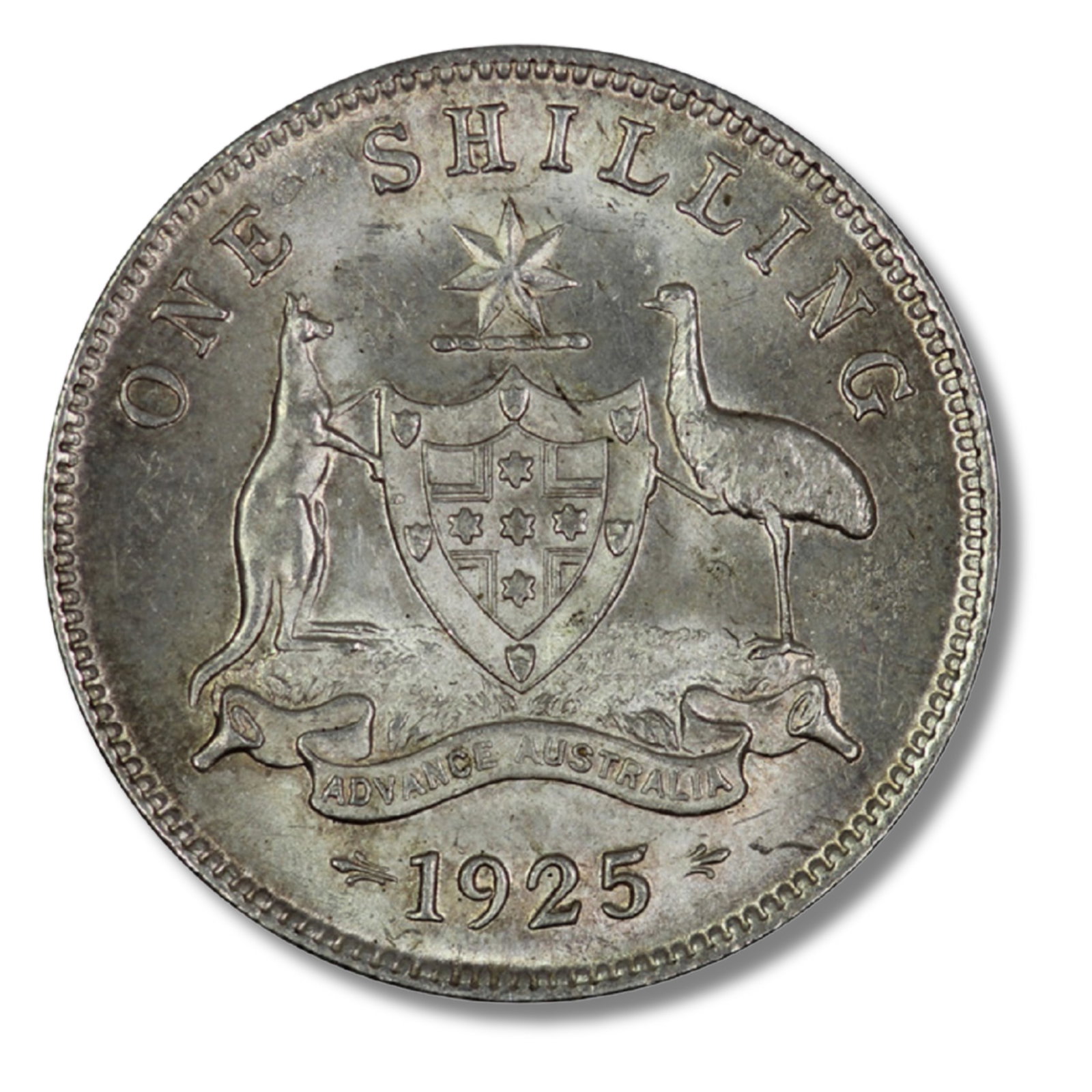 Australia 1925/3 1/-, Uncirculated: George V Size ASW 0.1636 Troy oz Medium Coins, Monies & Stamps Exhibited Coins, Australia & New Zealand