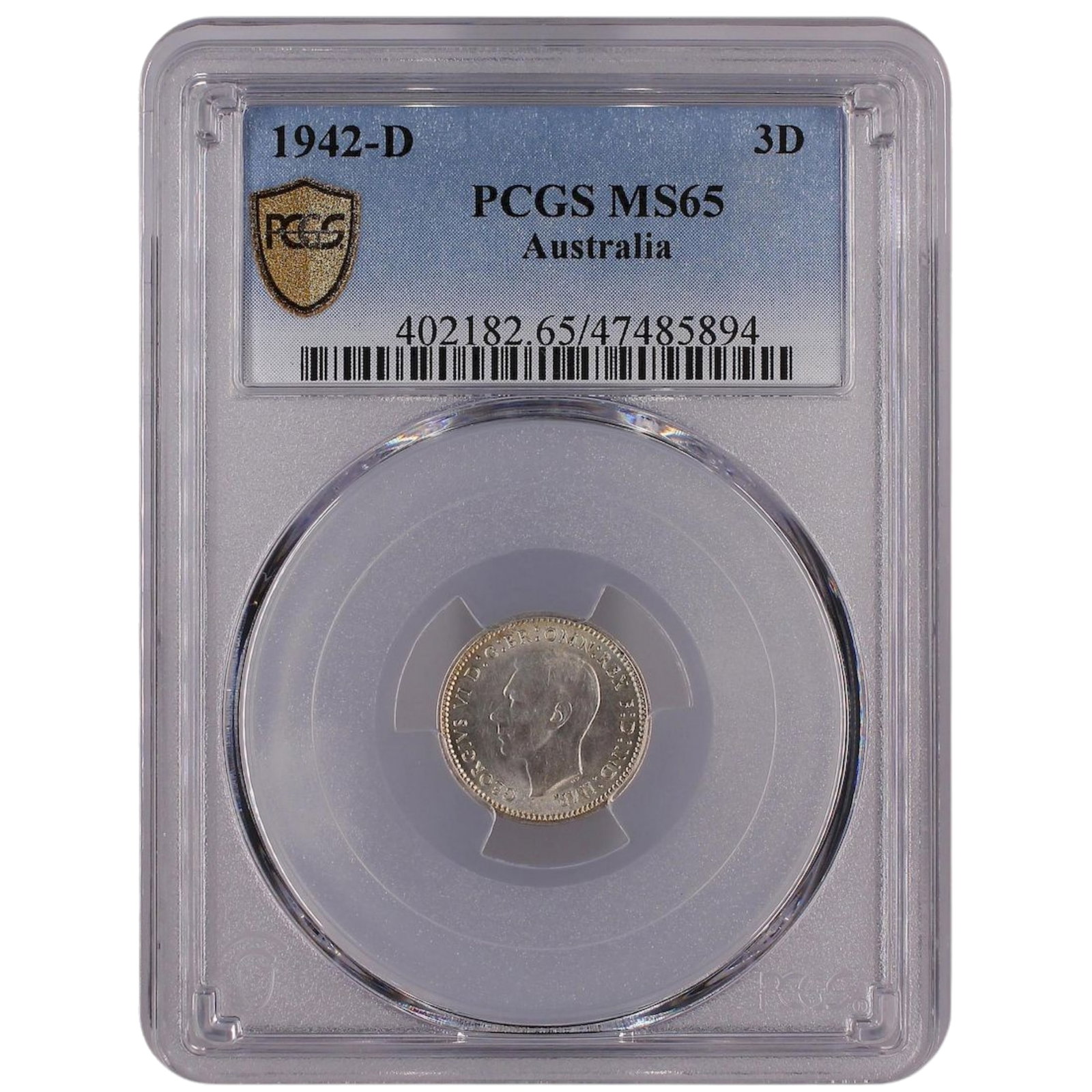Australia 1942 D 3d, PCGS MS65 (Pop 24): Denver Mint. Only two coins in PCGS MS66 grade higher Size ASW 0.0419 Troy oz Medium Coins, Monies & Stamps