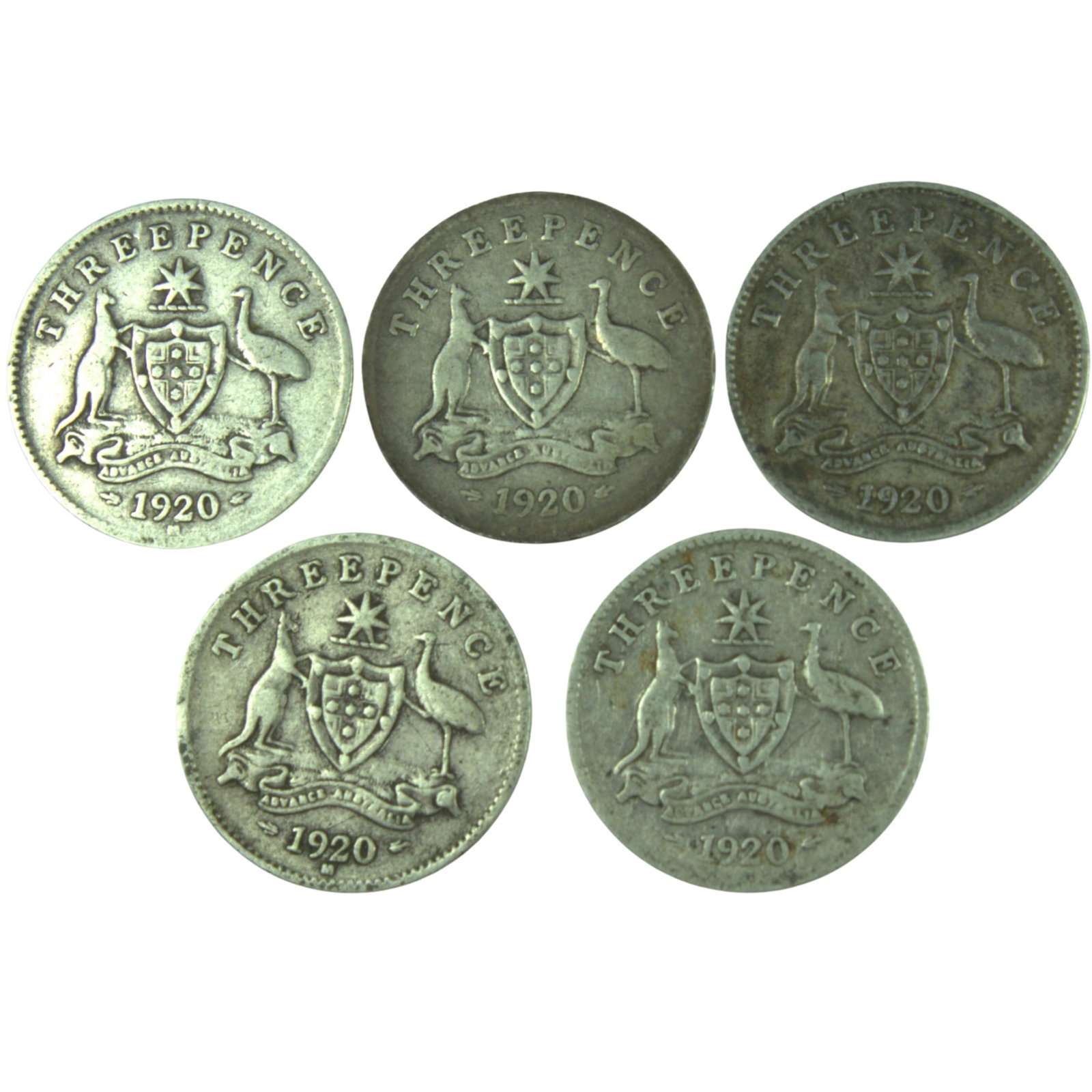 Australia 1920 M 3d, VG / Fine (5 coins) (1 of 2)