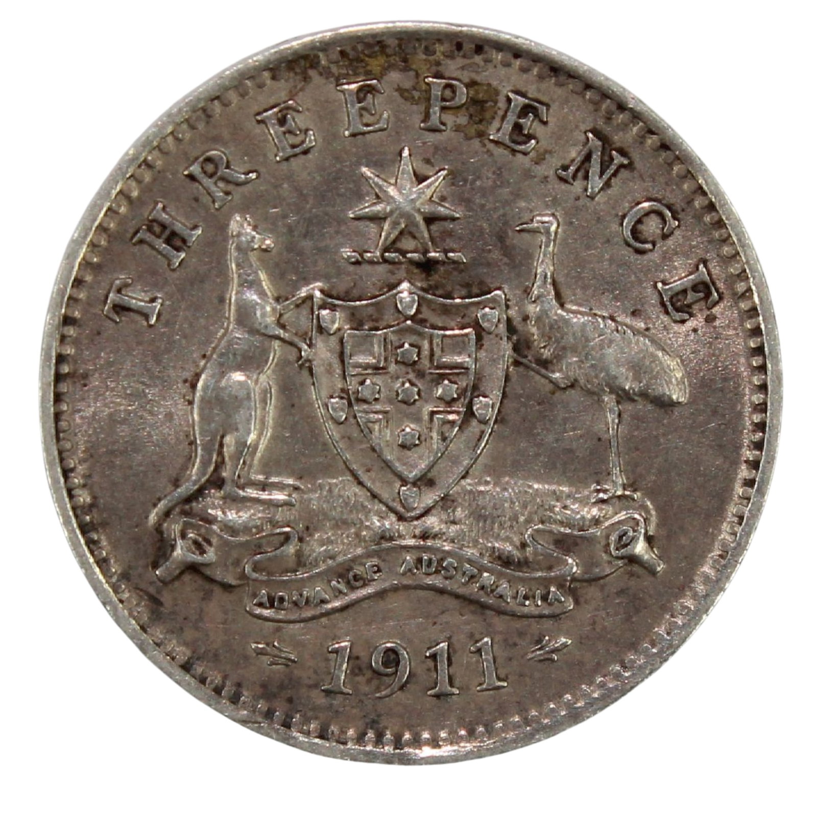 Australia 1911 3d, about Uncirculated: George V Size ASW 0.0419 Troy oz Medium Coins, Monies & Stamps Exhibited Coins, Australia & New Zealand