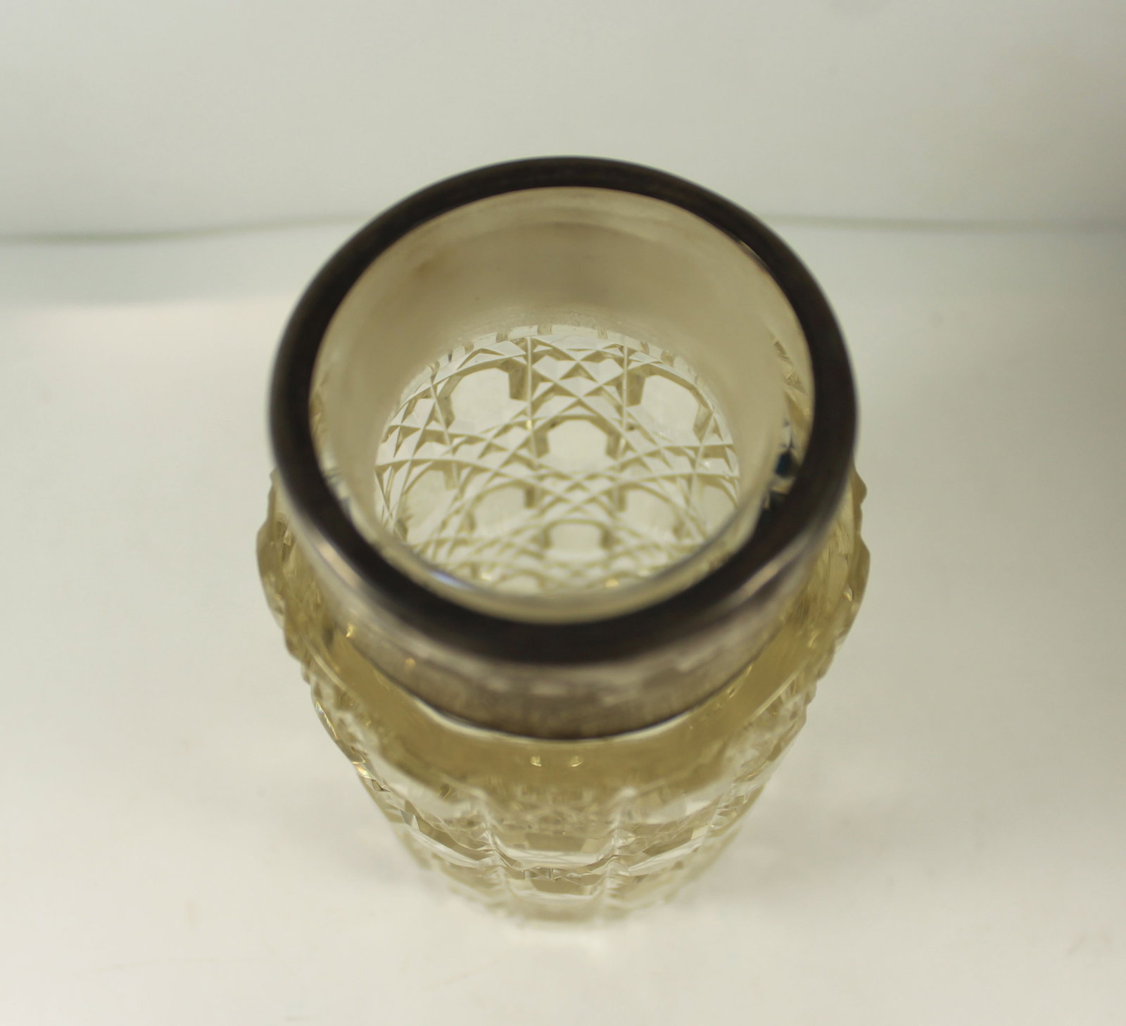 Antique Stoppered Crystal Perfume Bottle with Sterling (925) Silver Neck - 4
