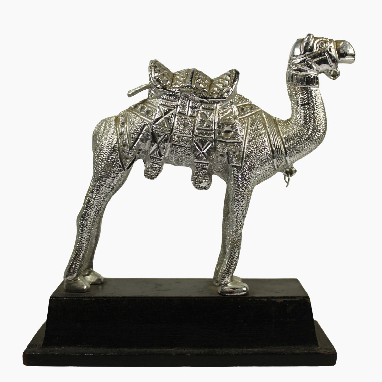 Silver-plated Camel on Timber Stand: . Size 12.5cm x 13cm Medium Silver & Vertu Exhibited Silverplate, General