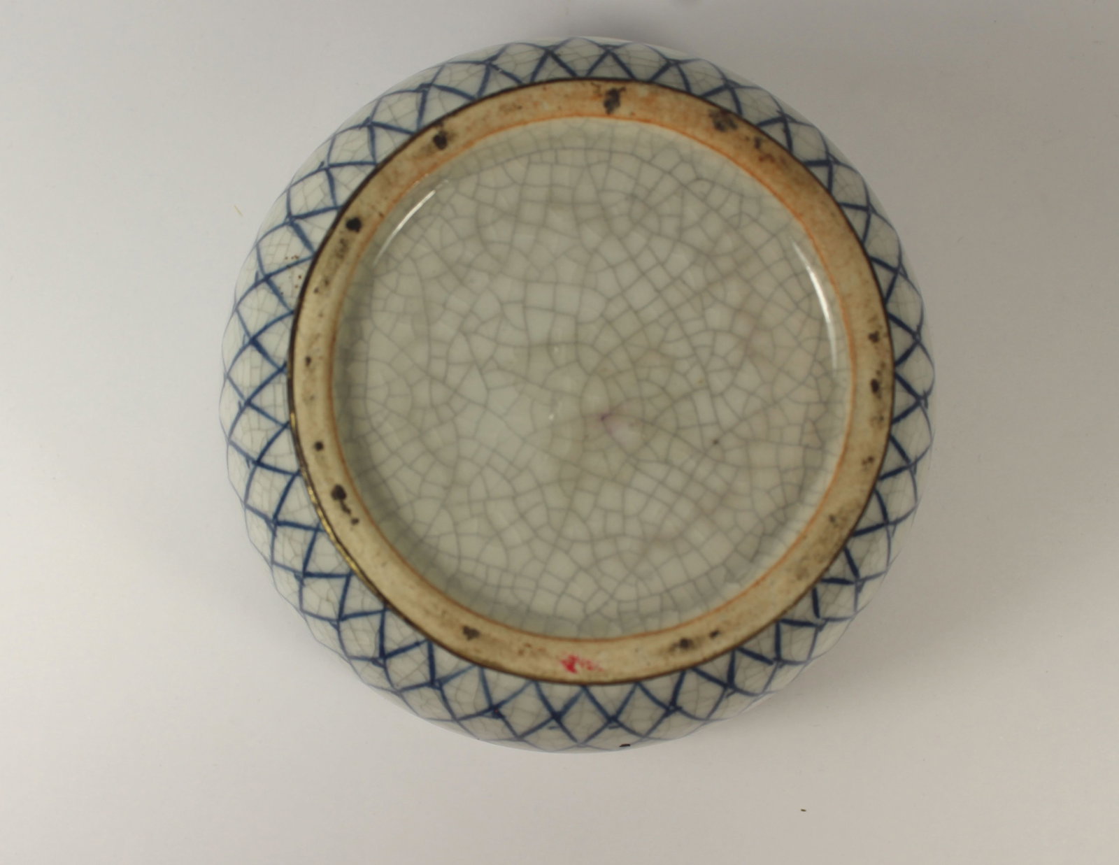 Antique Chinese Lidded Bowl with Bronze Trim - 5