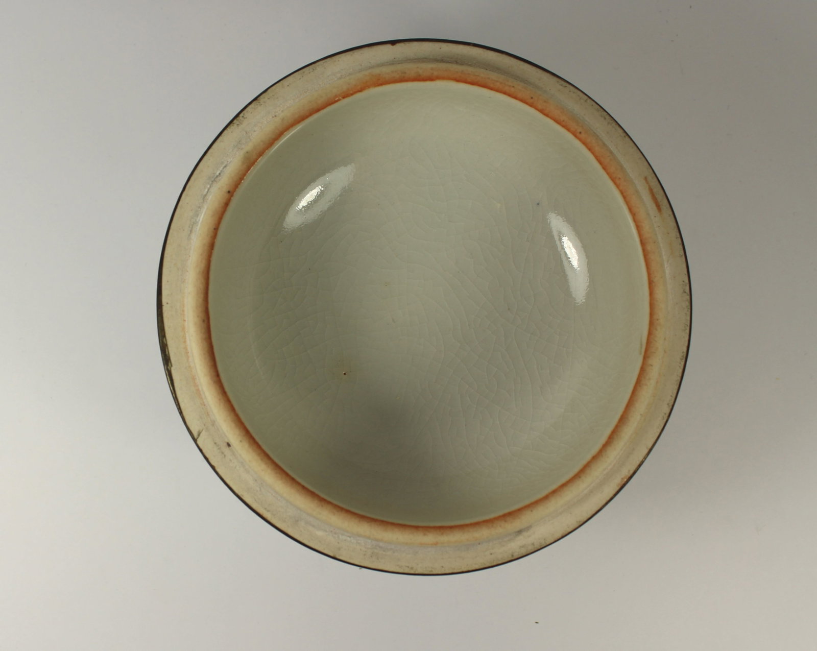 Antique Chinese Lidded Bowl with Bronze Trim - 6