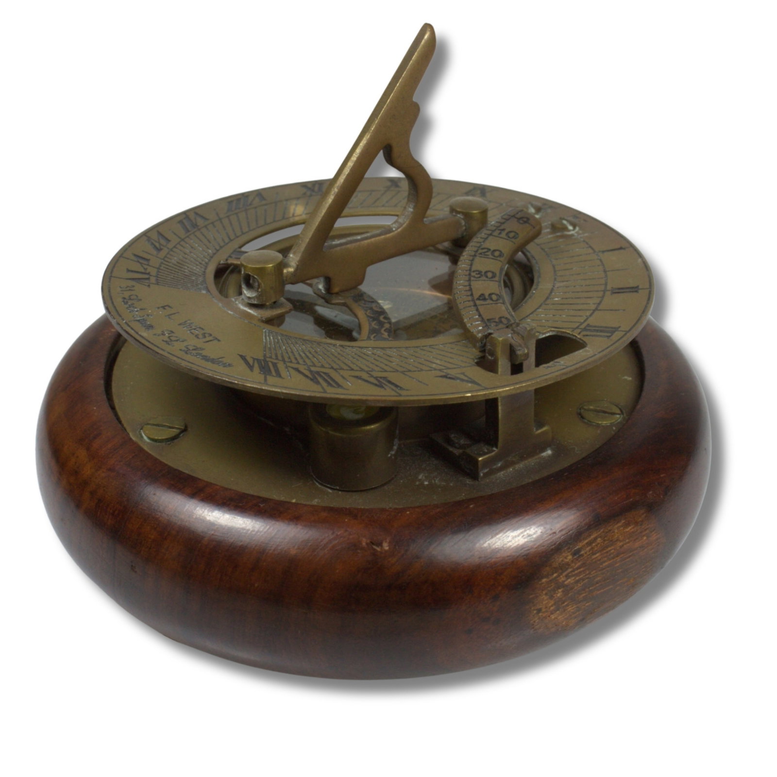 Replica of an English 'F. L West' Sundial / Compass: . Size Diameter 10cms