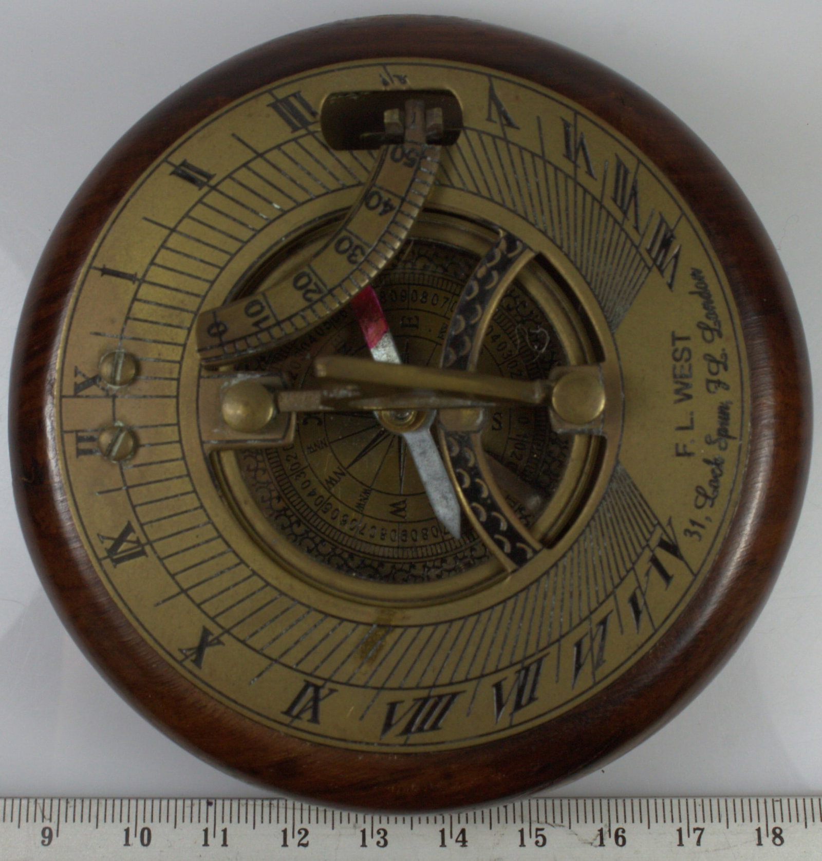 Replica of an English 'F. L West' Sundial / Compass - 4