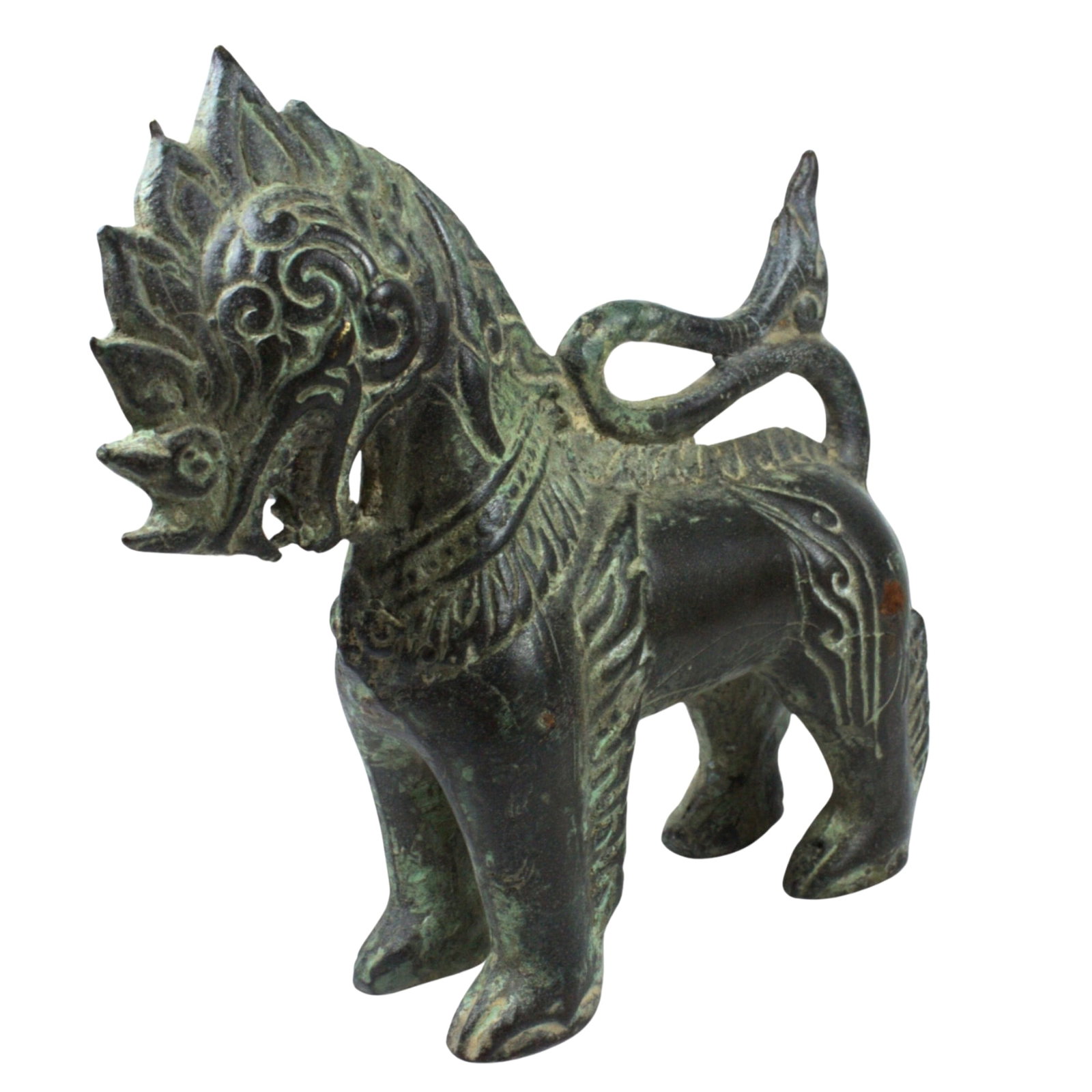 Miniature Thai Temple Guardian Horse in Cast Bronze: . Size Stands 11cms Medium Sculpture