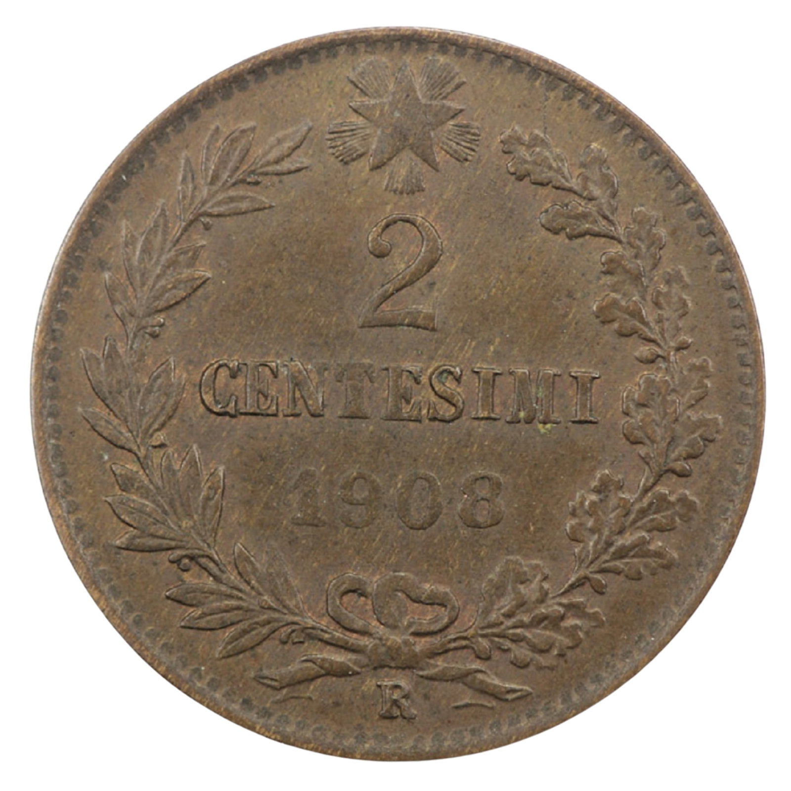 Italy 1908 R 2 Centesimi, about Uncirculated: Vittorio Emanuele Medium Coins, Monies & Stamps