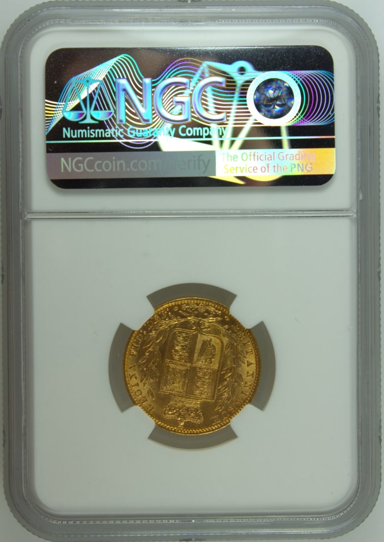 Great Britain 1861 'Shield' Gold (916) Sovereign, NGC MS62 - 2