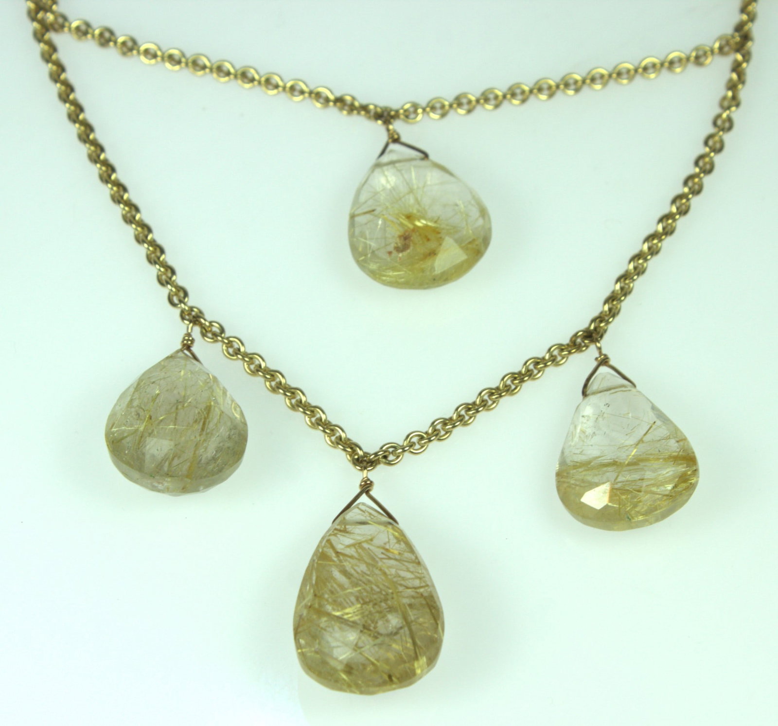 Exquisite Rutile Quartz Necklace in 9ct Yellow Gold - 2