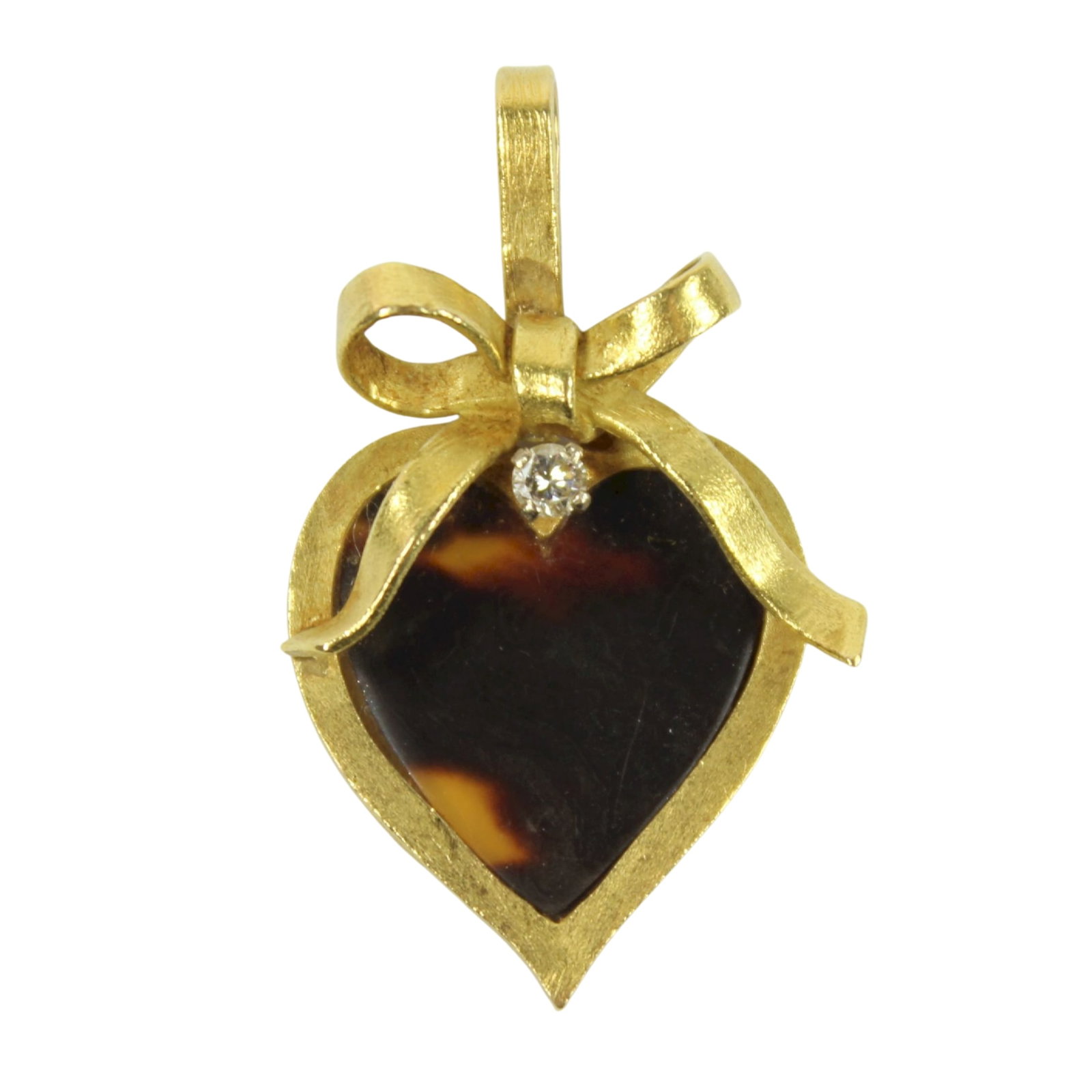 Bespoke Turtle Shell Pendant / Enhancer in 18ct Yellow Gold with Small Diamond atop: . Size Total weight 8.11gms Medium Necklaces & Pendants