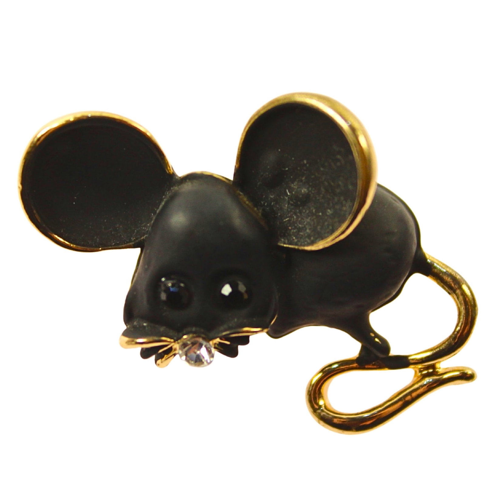 Costume Mouse Brooch with Crystal Inserts: . Size Length 3.8cm Medium Earrings