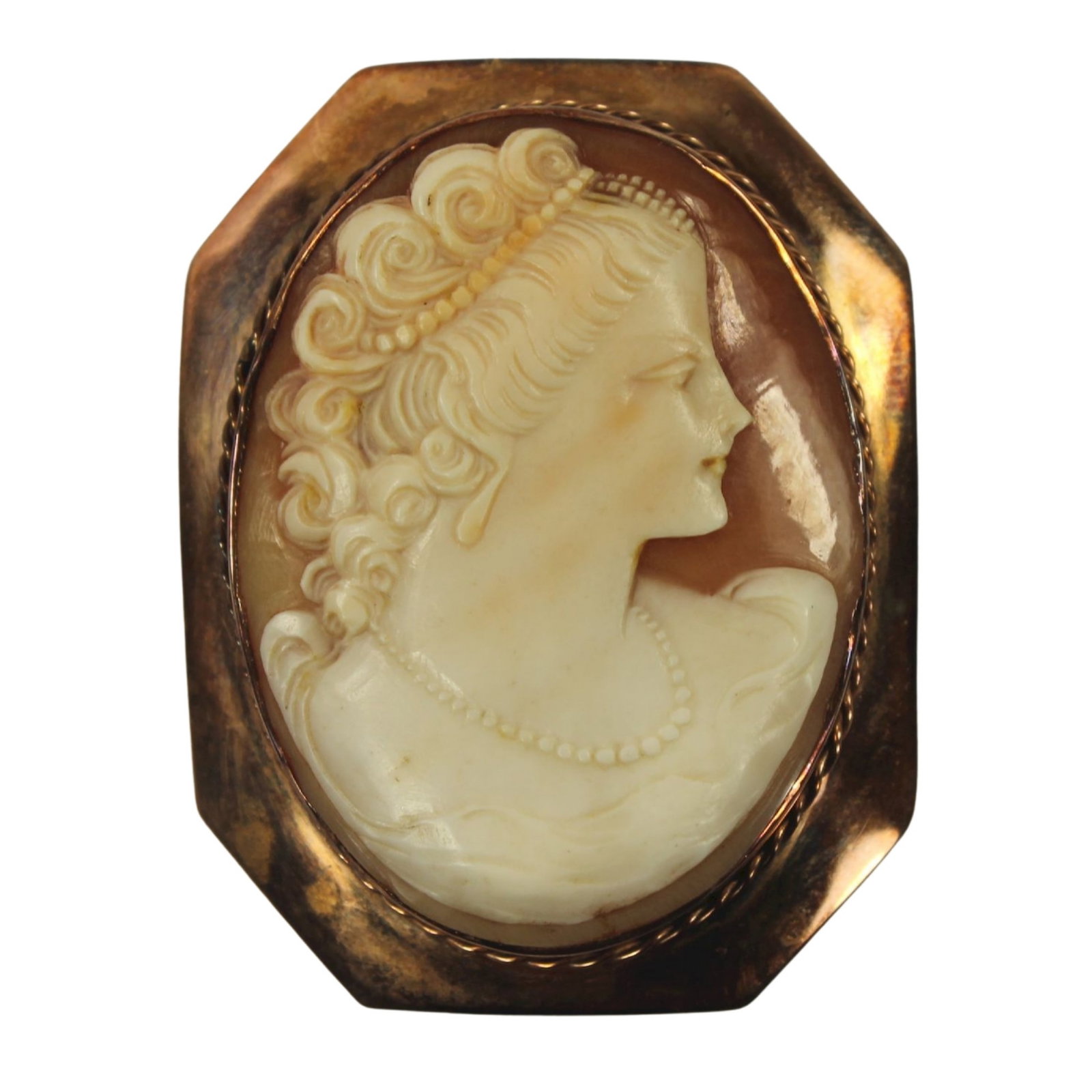 Shell Cameo Brooch with 9ct Rose Gold Surround (1 of 2)