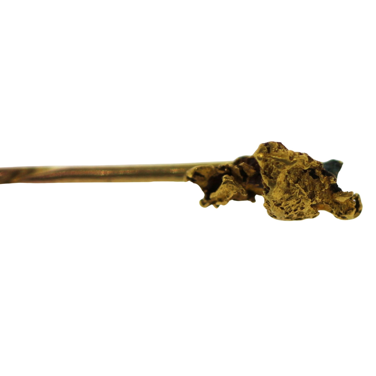 Natural Gold Nugget, tests 22ct, on 9ct Pin: 'Australian Gold Fields' Size Total weight 2.16gms Medium Pins & Brooches